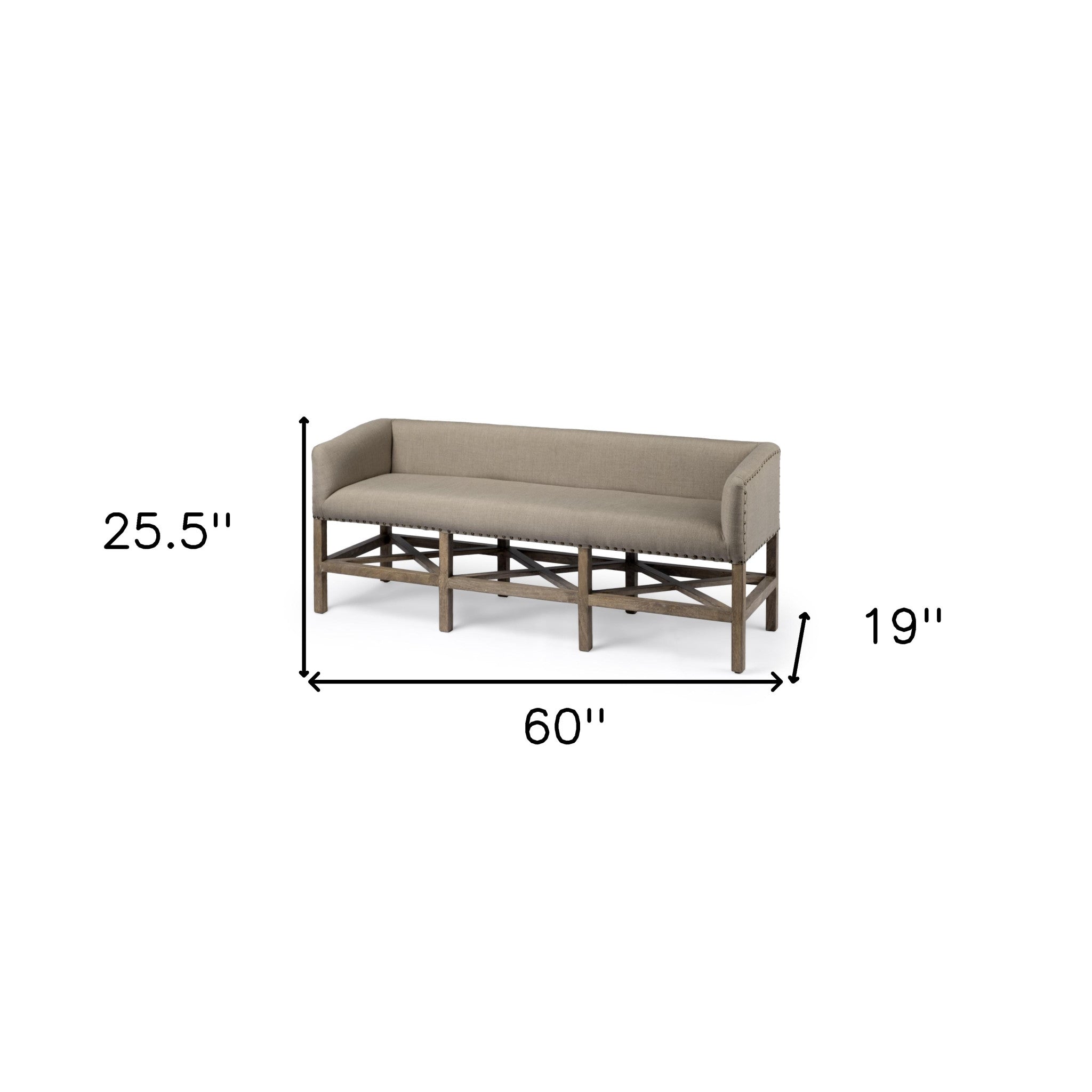 60" Beige Wood Boxed Bench