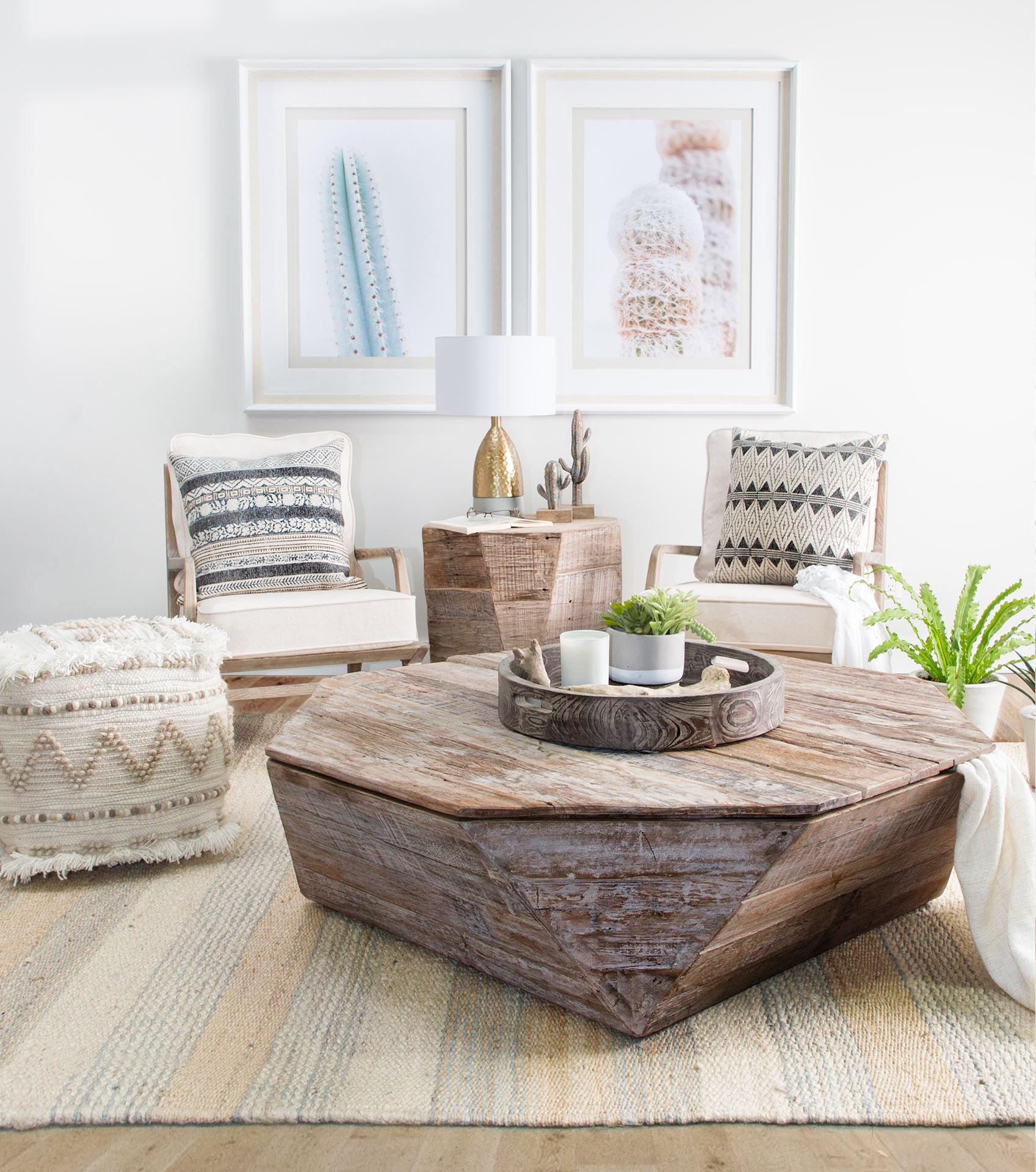 49" Natural Wood Octagon  Lift Top Coffee Table