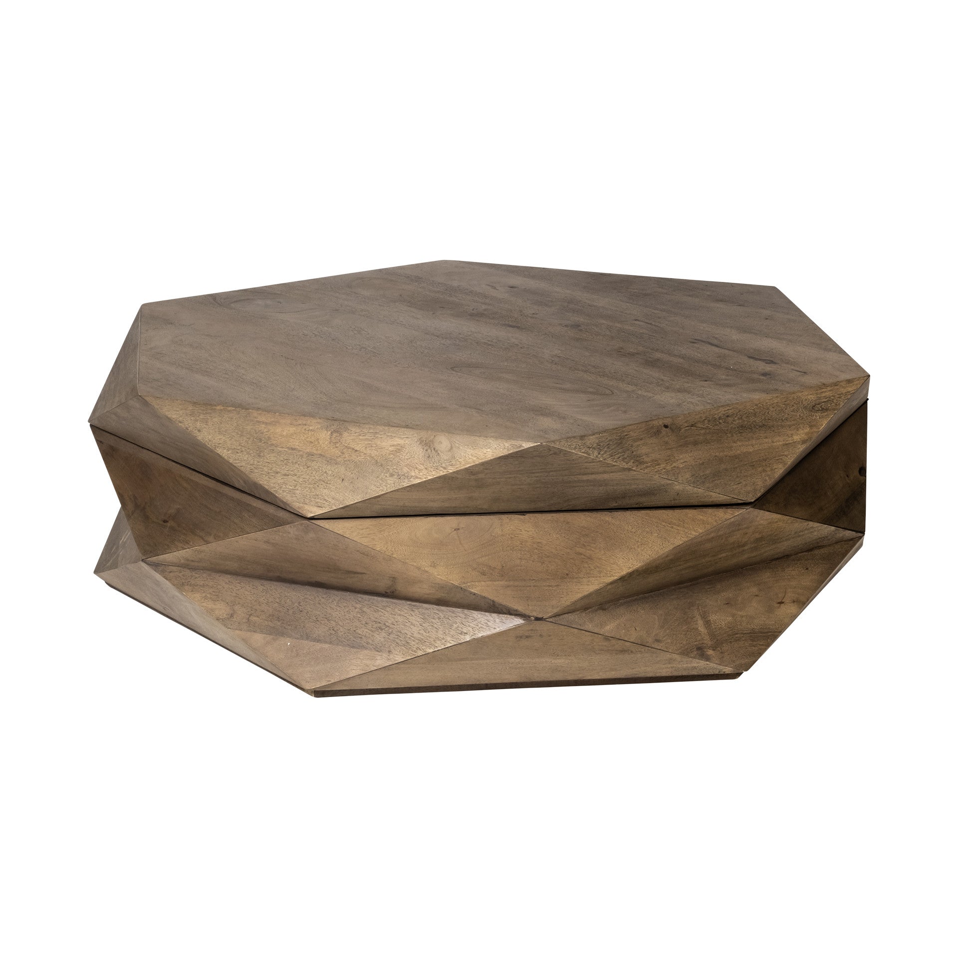 48" Geometric Wood Hexagon Storage Table