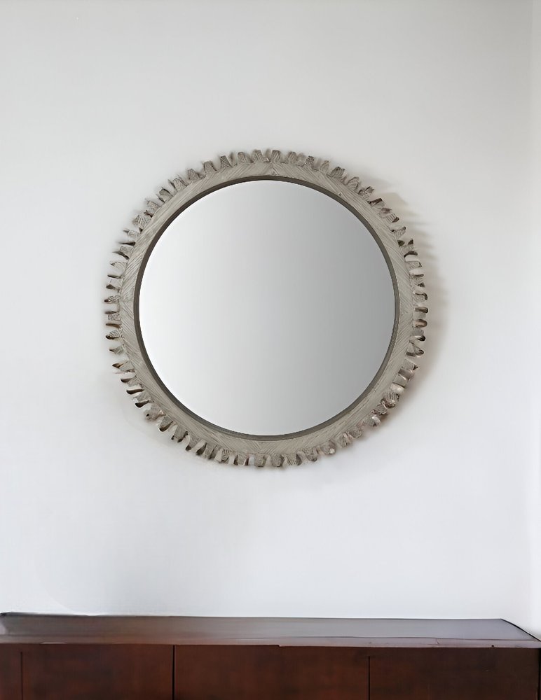 44" Silver Wood Gear Accent Mirror