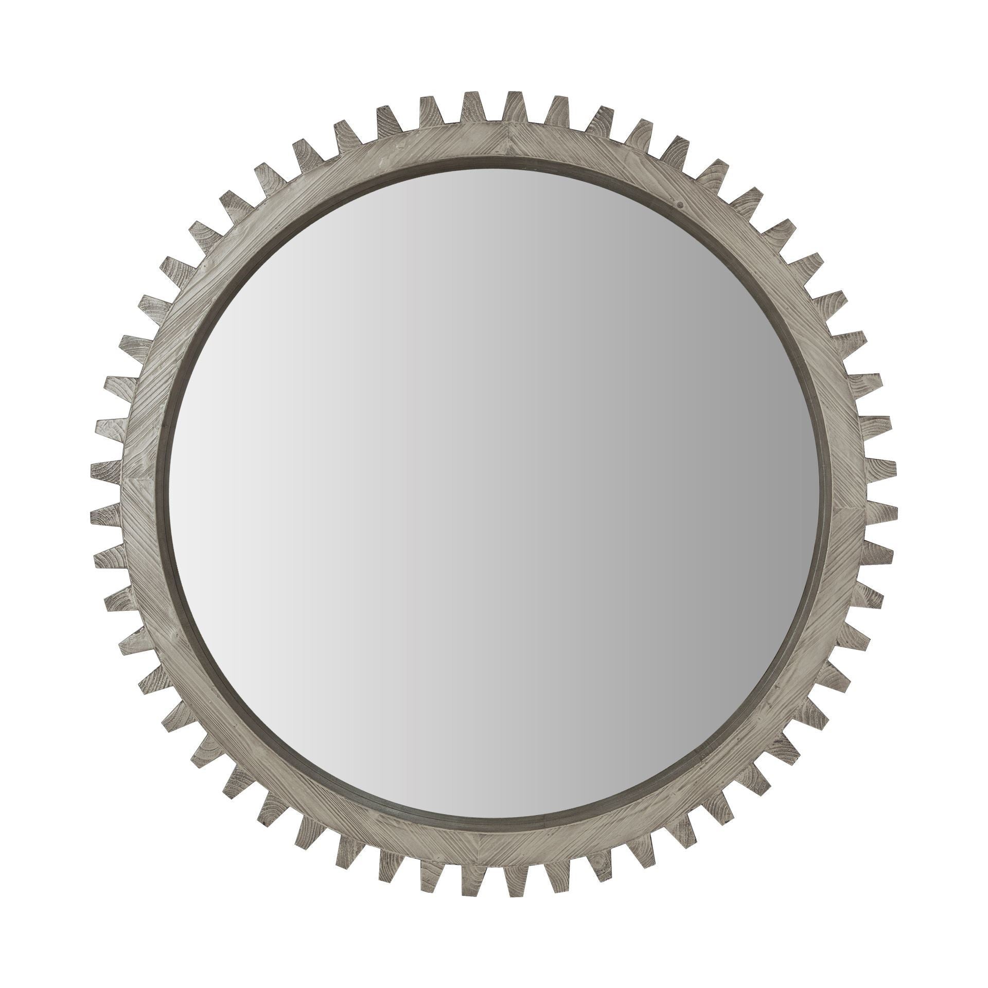 44" Silver Wood Gear Accent Mirror