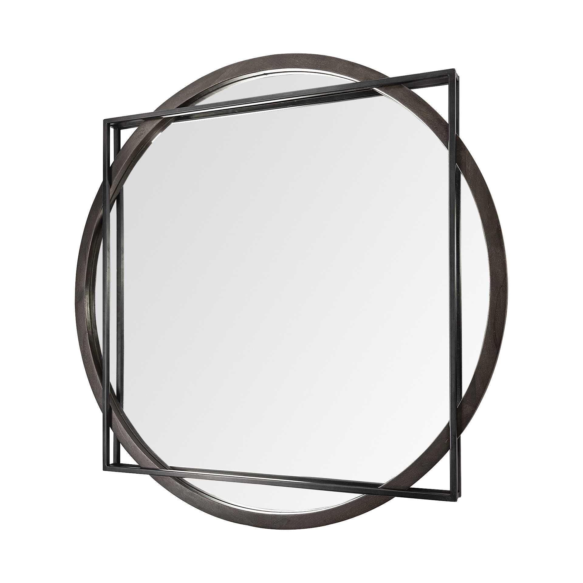46" Black Inscribed Square Mirror