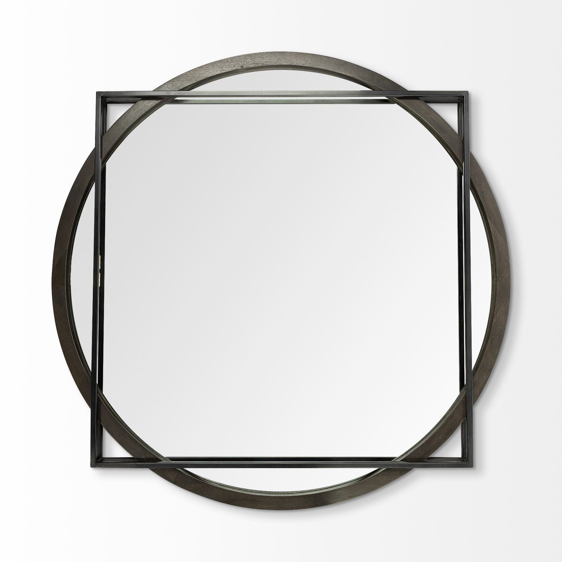 46" Black Inscribed Square Mirror
