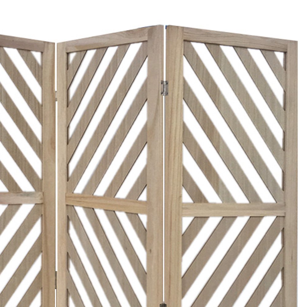 67" Brown Paulownia Wood Folding Divider