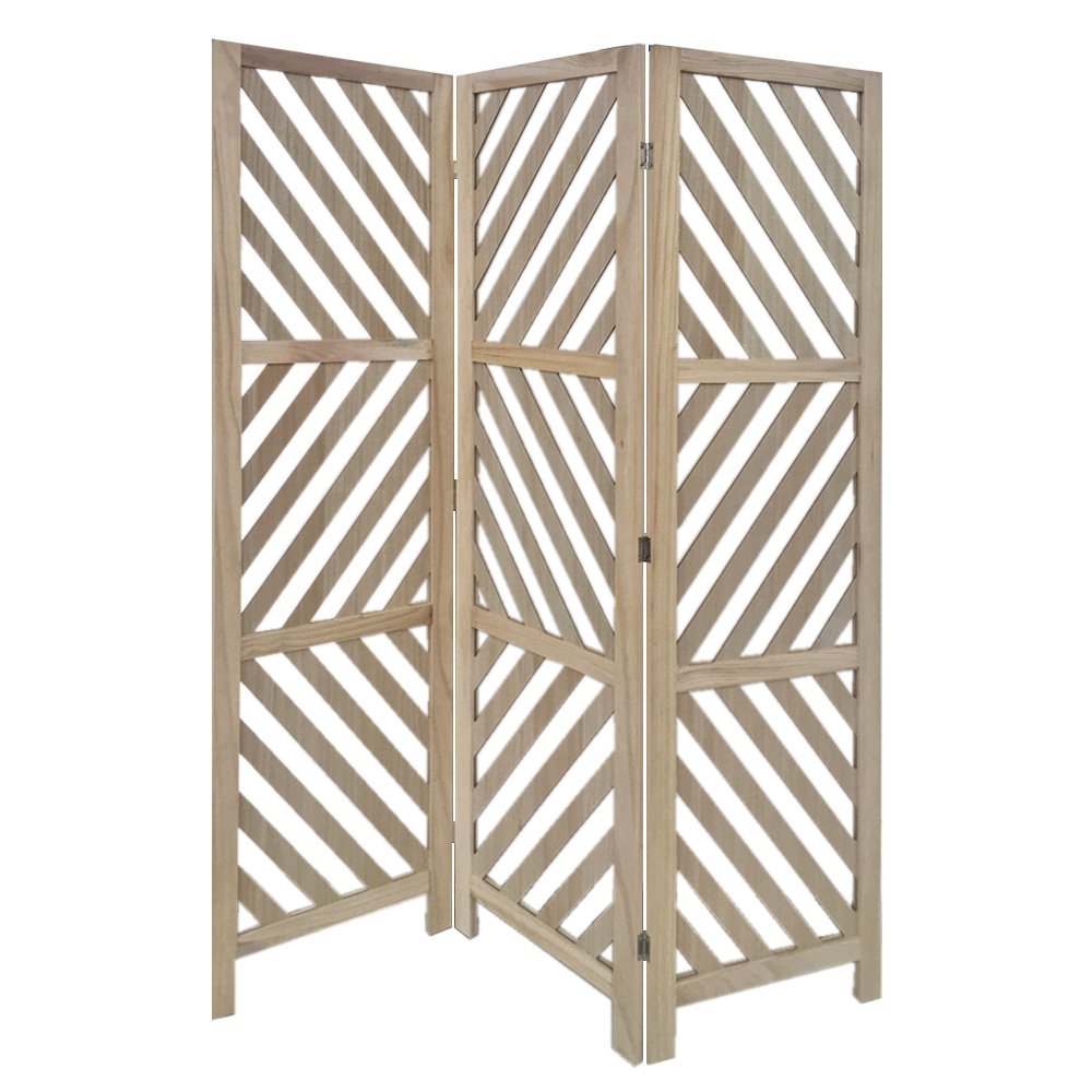 67" Brown Paulownia Wood Folding Divider