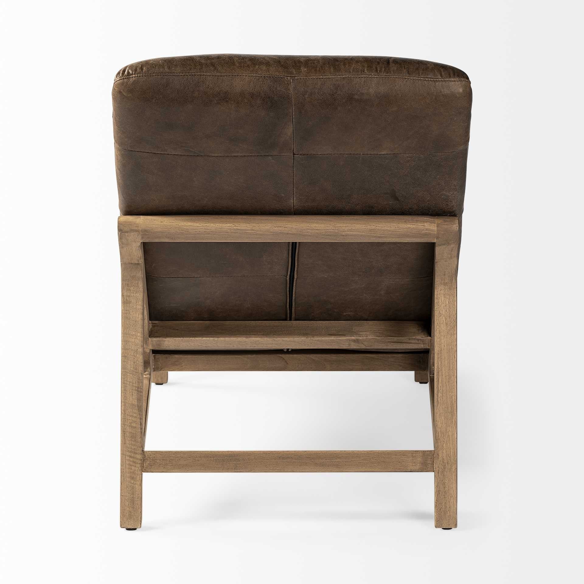 54" Brown Distressed Leather Lounger