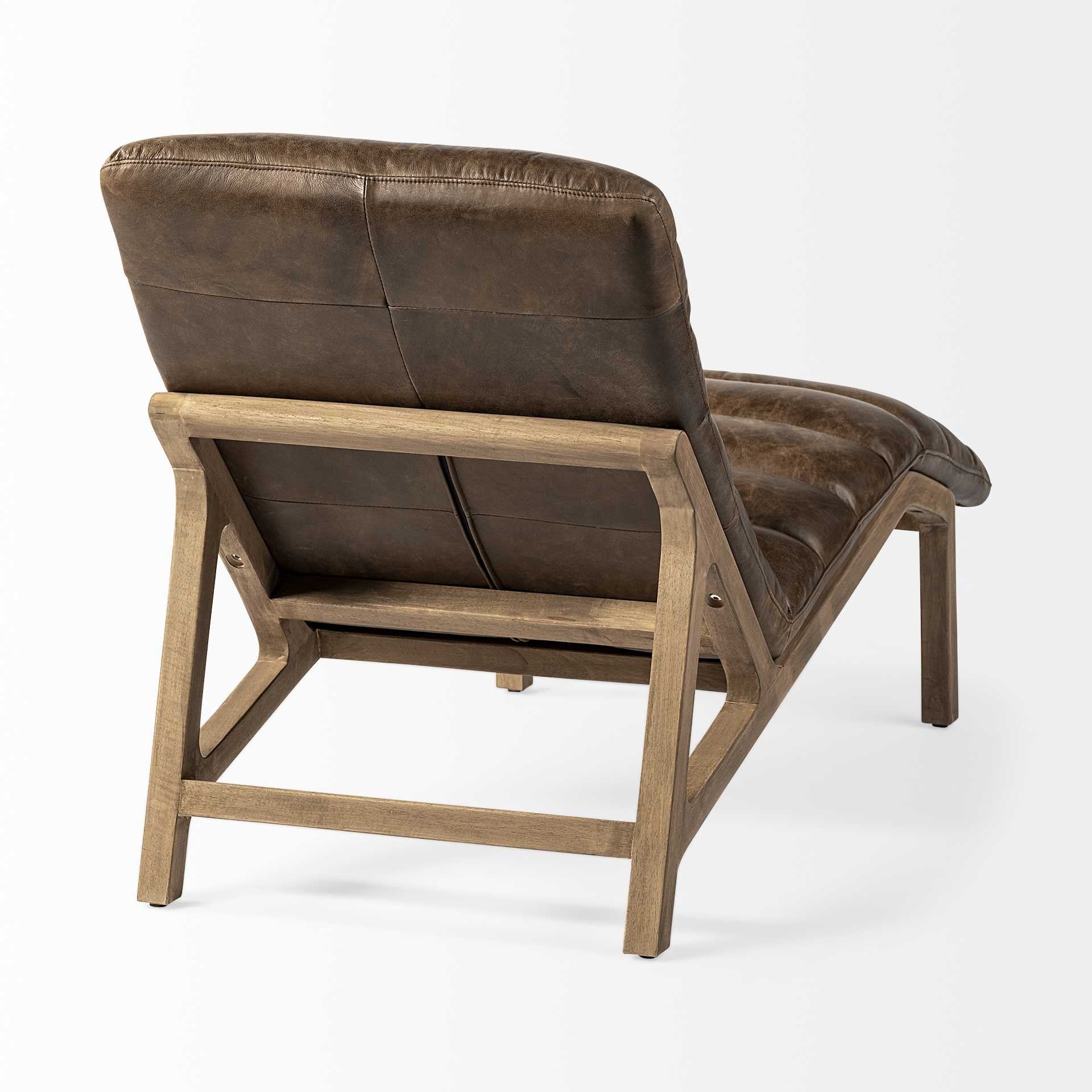 54" Brown Distressed Leather Lounger