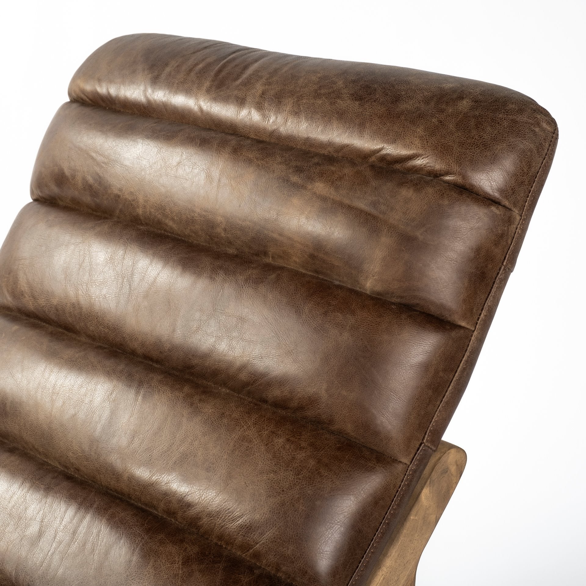 54" Brown Distressed Leather Lounger