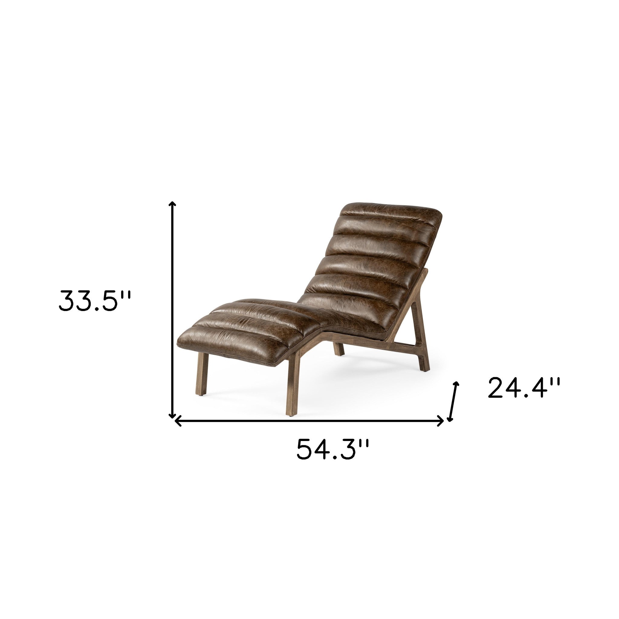 54" Brown Distressed Leather Lounger