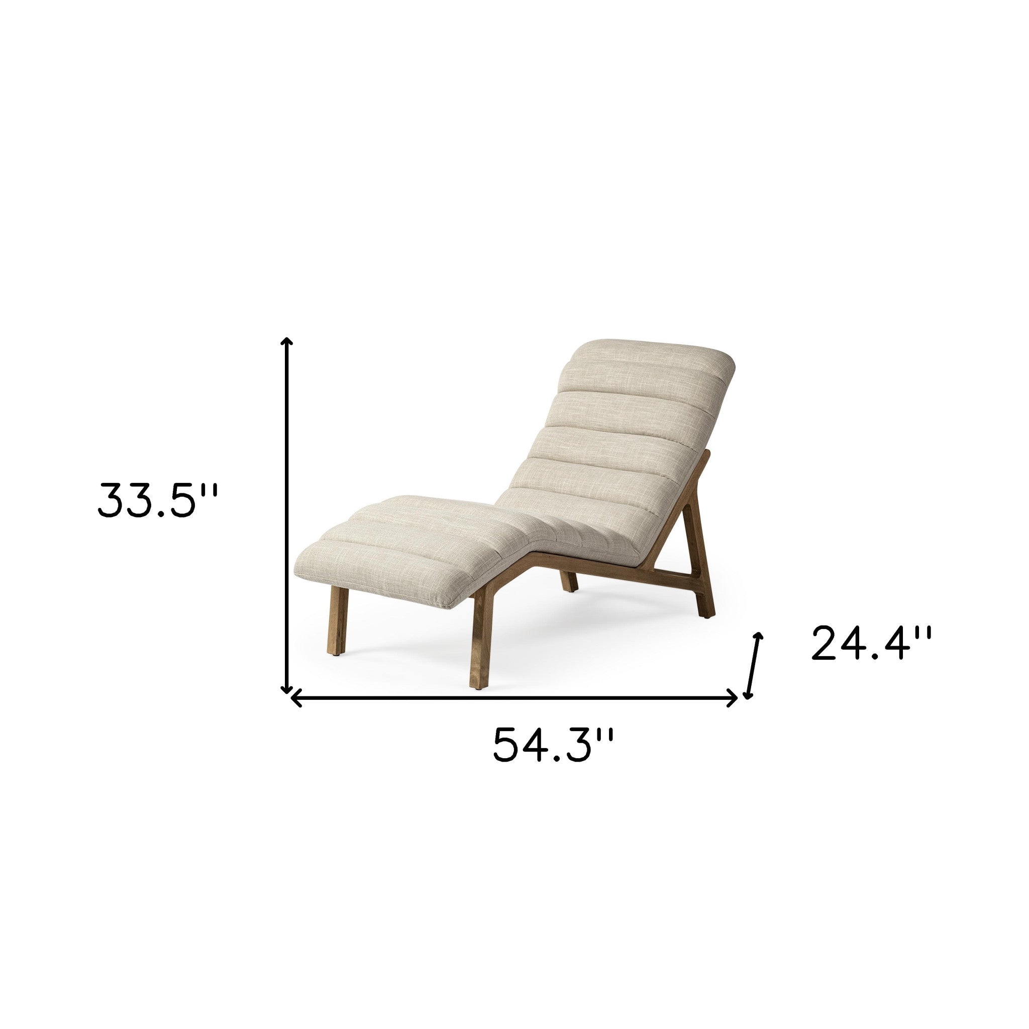 54" Cream Wooden Tufted Lounger Chair