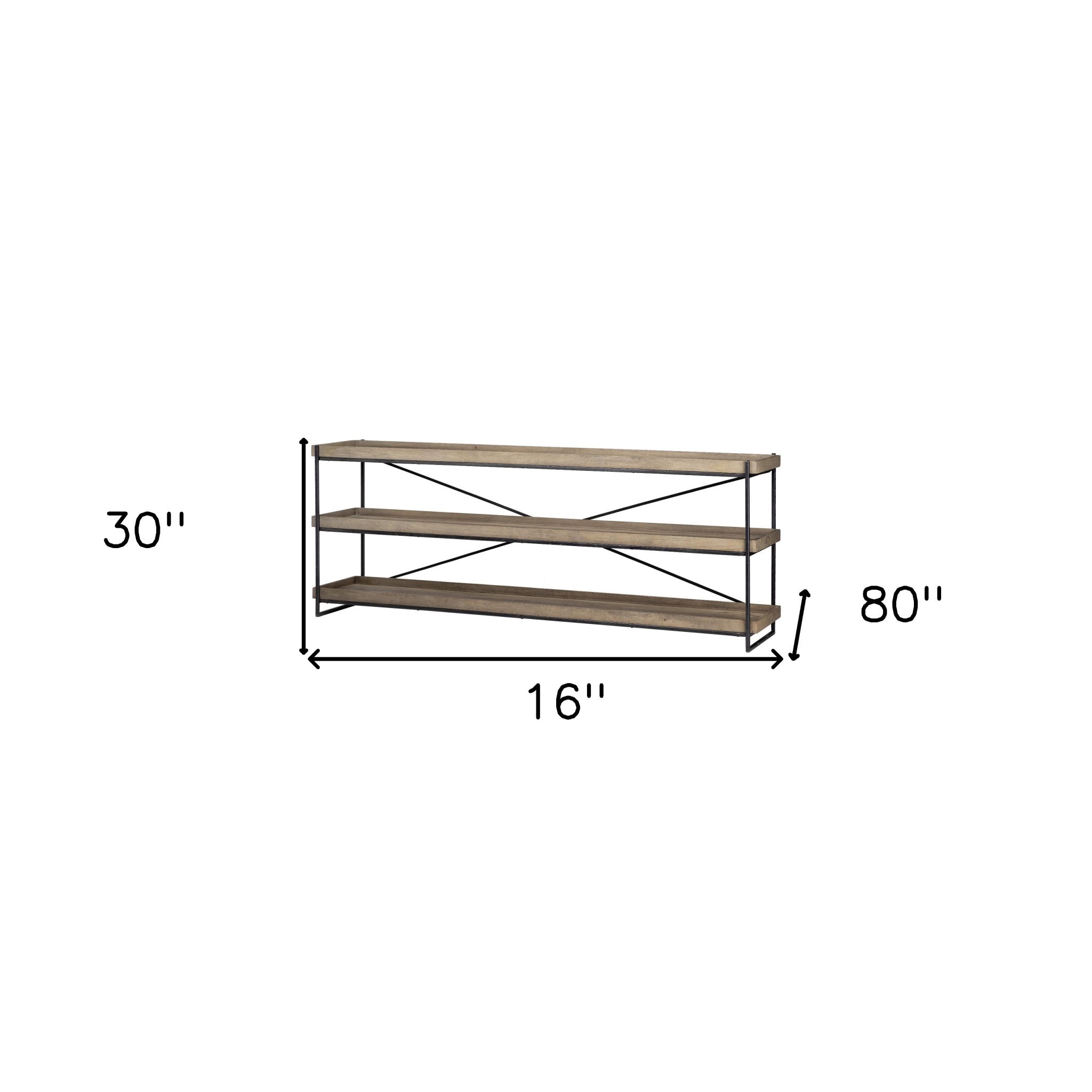 80" 3-Level Wood Console Table