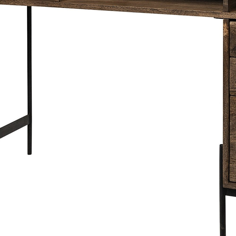 55" Brown Rustic Wood Writing Desk
