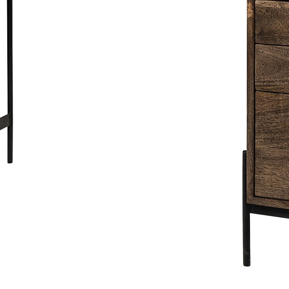 55" Brown Rustic Wood Writing Desk