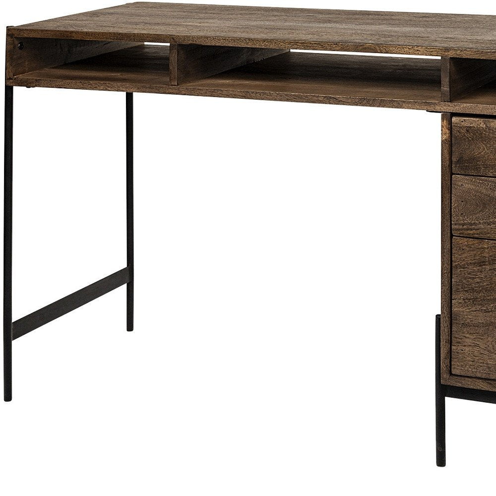55" Brown Rustic Wood Writing Desk