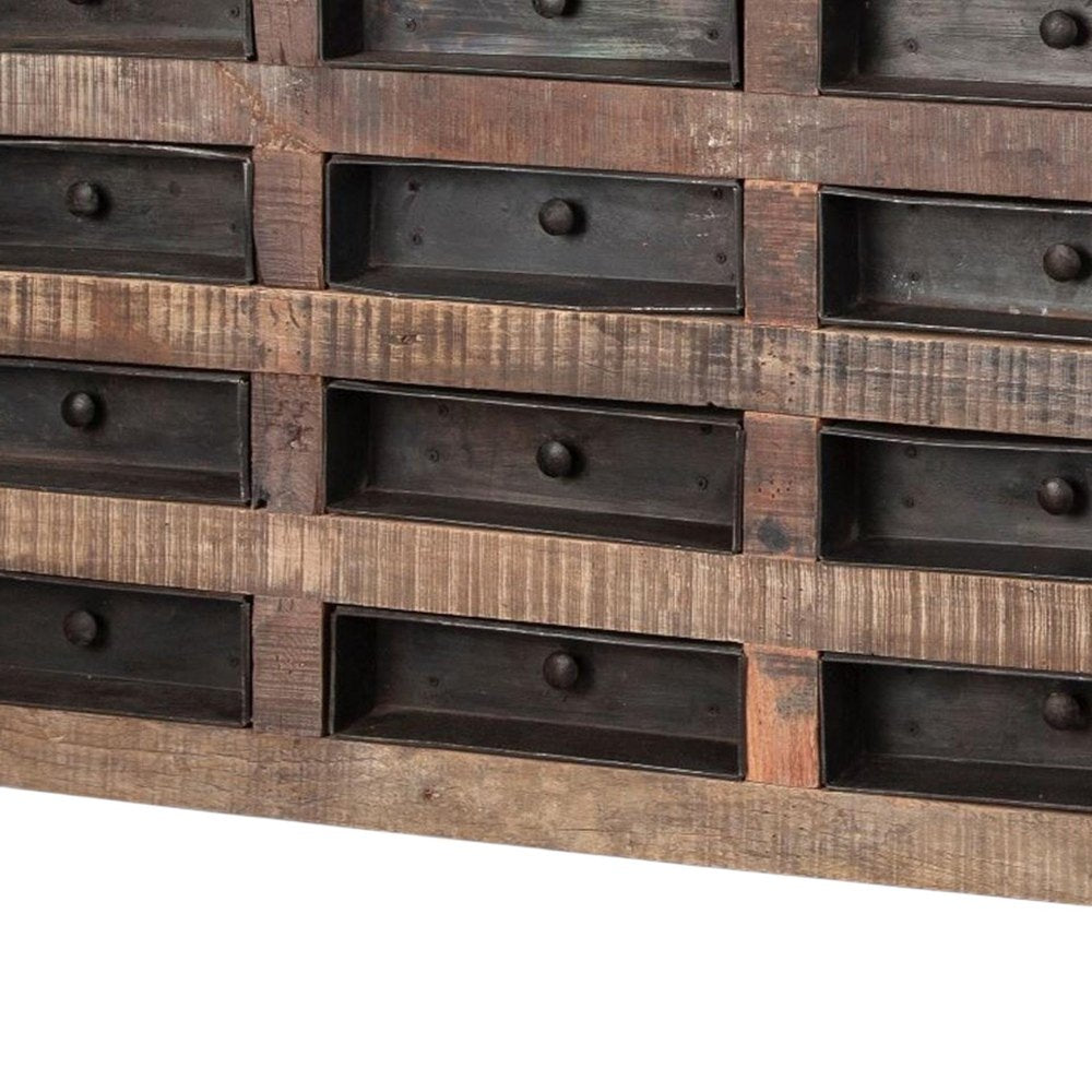 63" Brown Coastal Drawer Sideboard