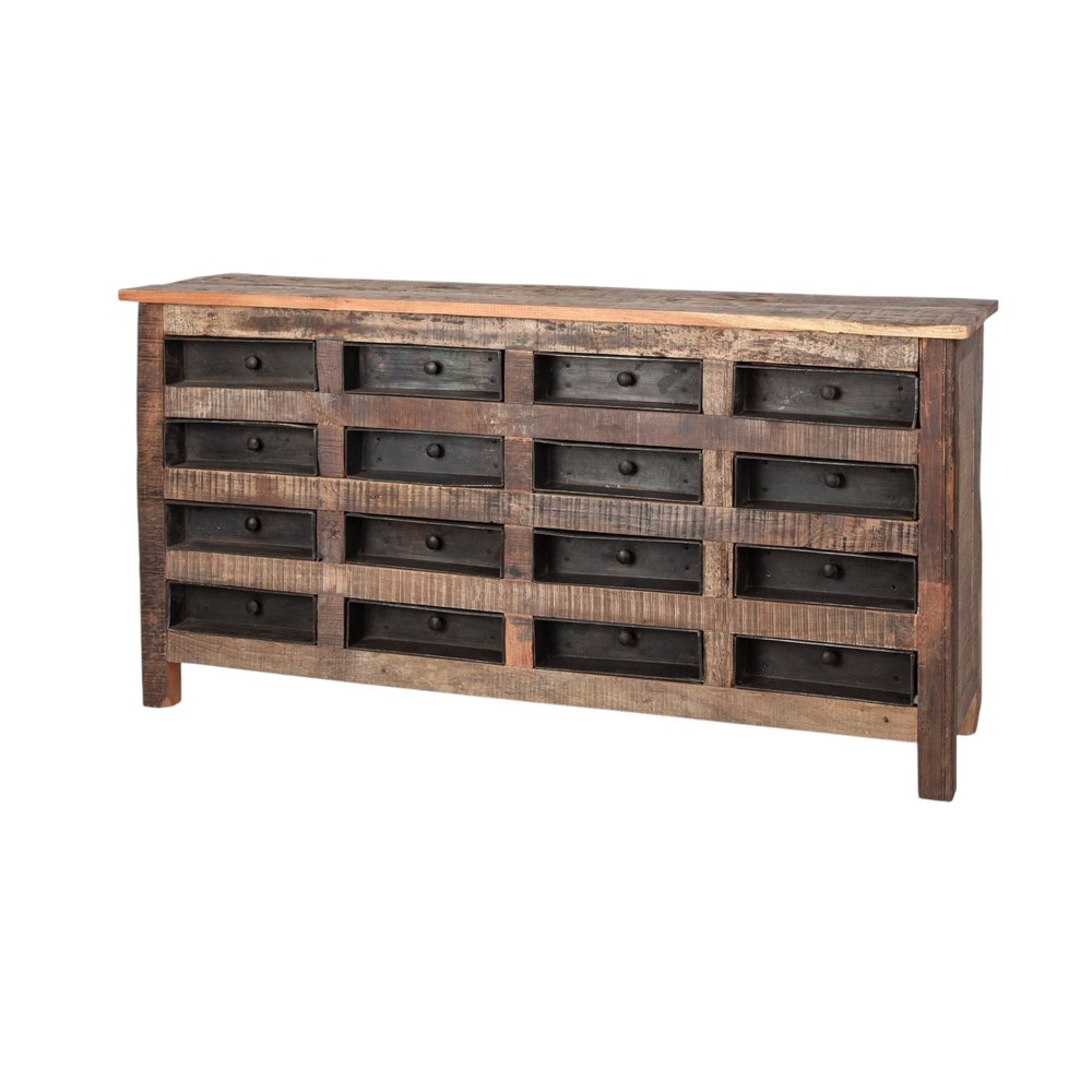63" Brown Coastal Drawer Sideboard