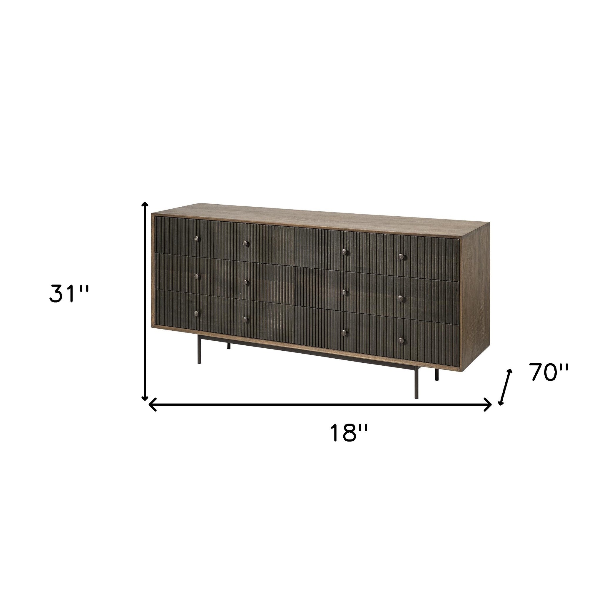 70" Brown Mid-Century Sideboard