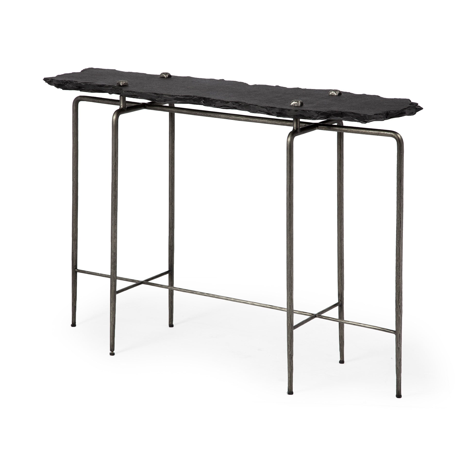 49" Black Slate and Metal Console Table