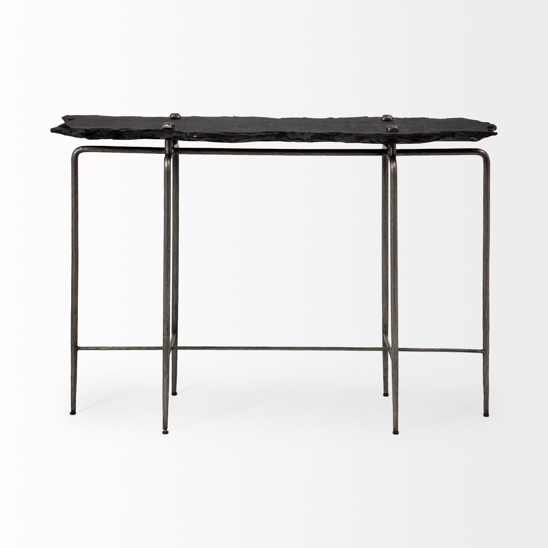 49" Black Slate and Metal Console Table