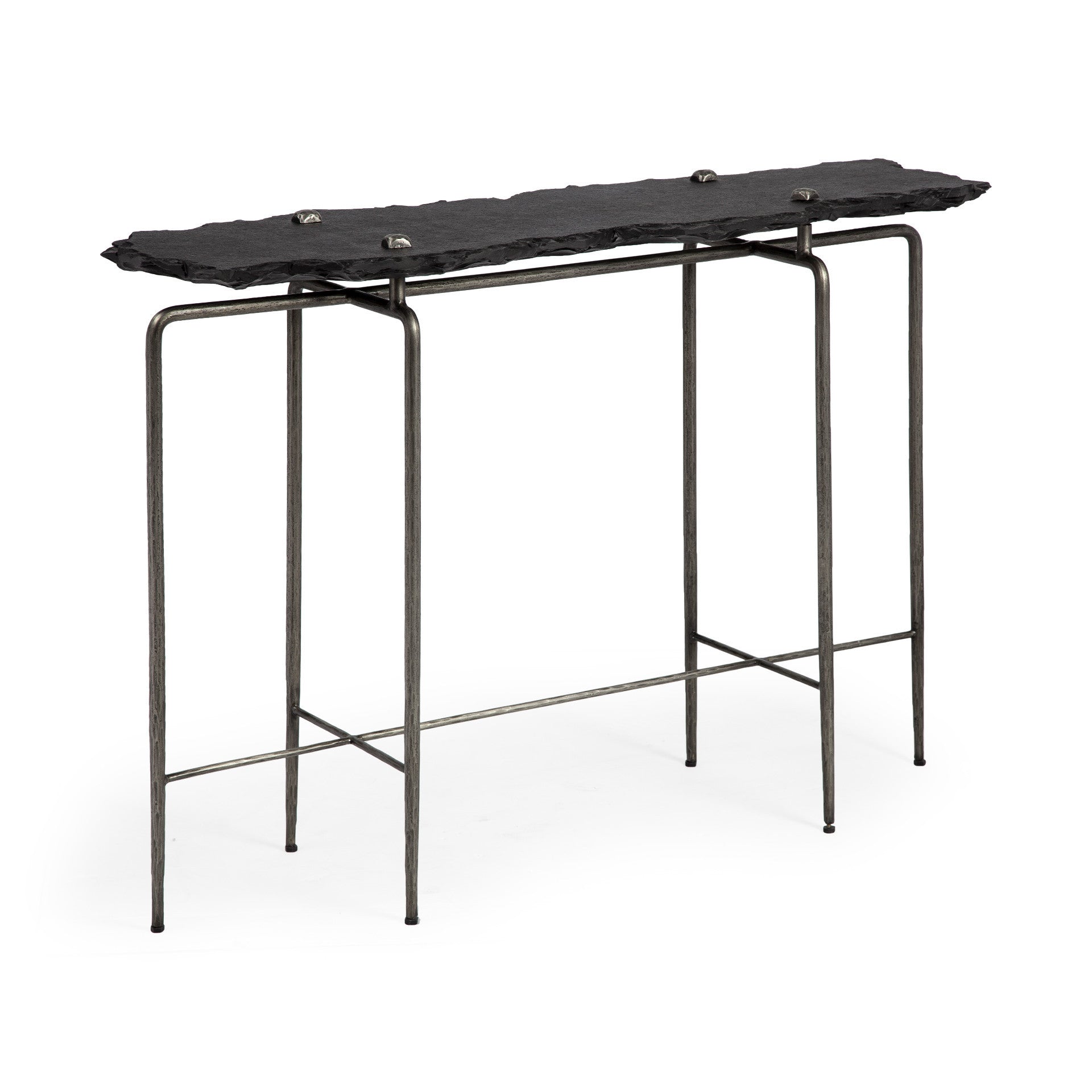 49" Black Slate and Metal Console Table