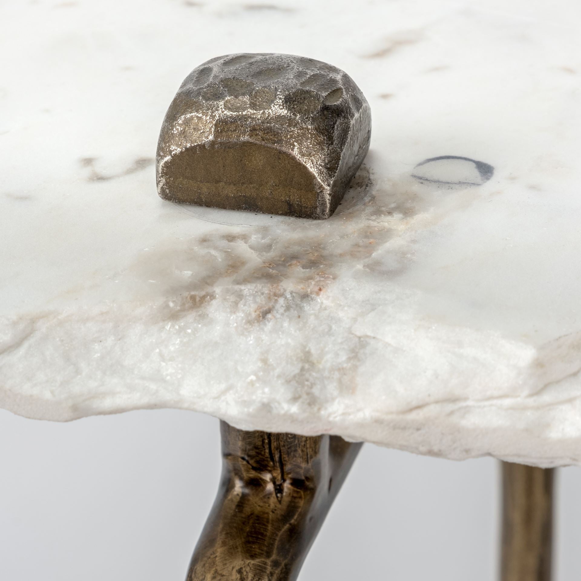 49" White Marble and Iron Console Table