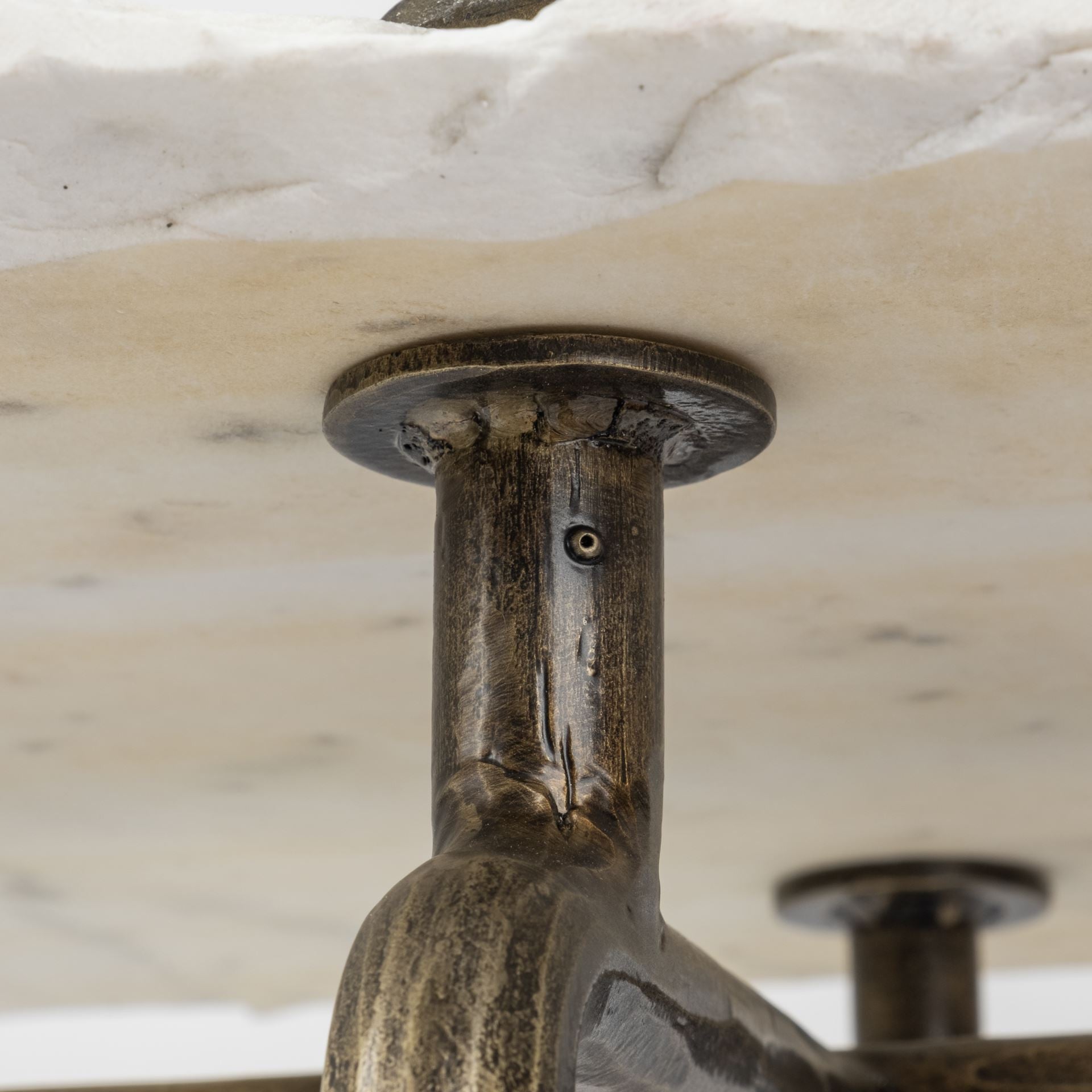 49" White Marble and Iron Console Table