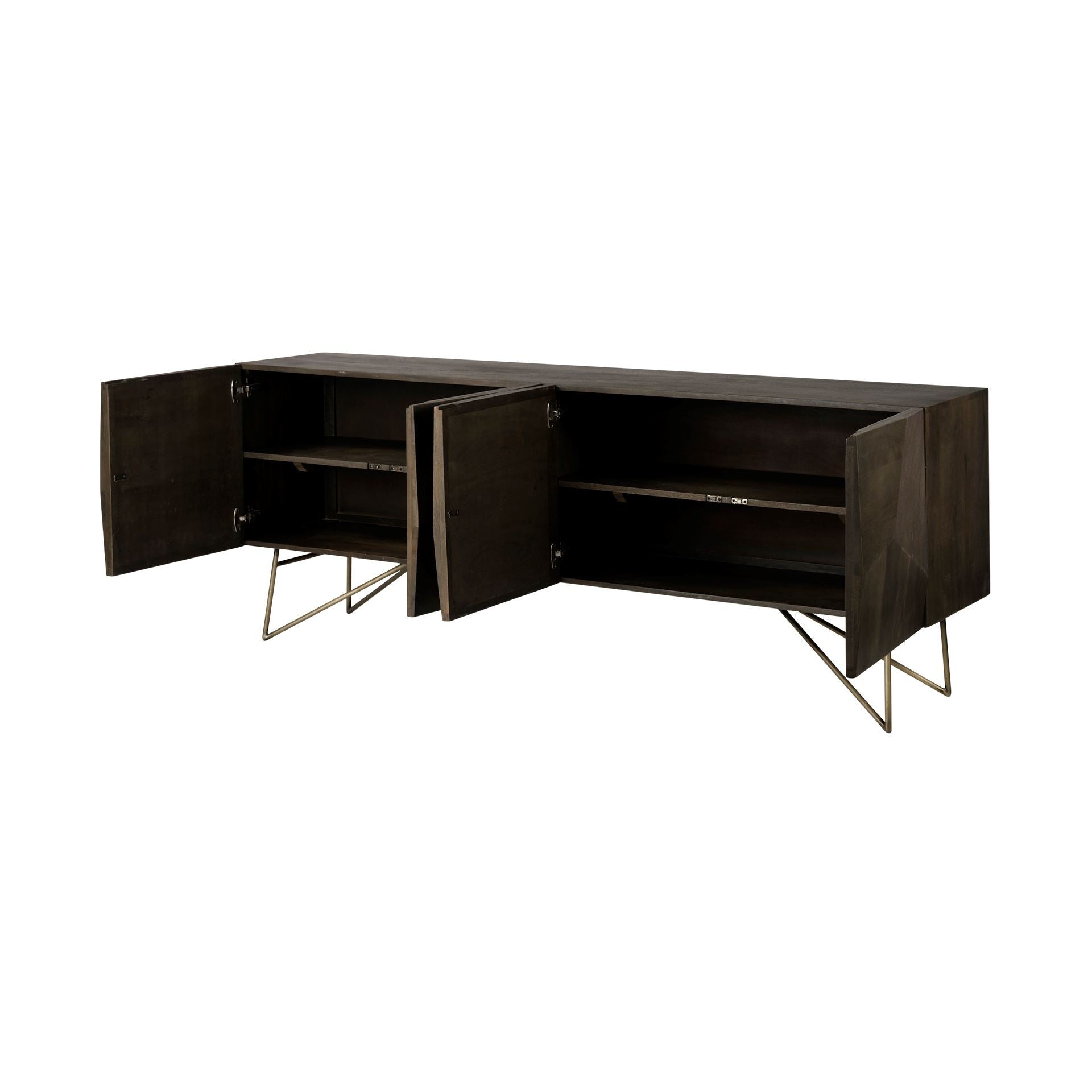 80" Dark Brown Jagged Wood Buffet