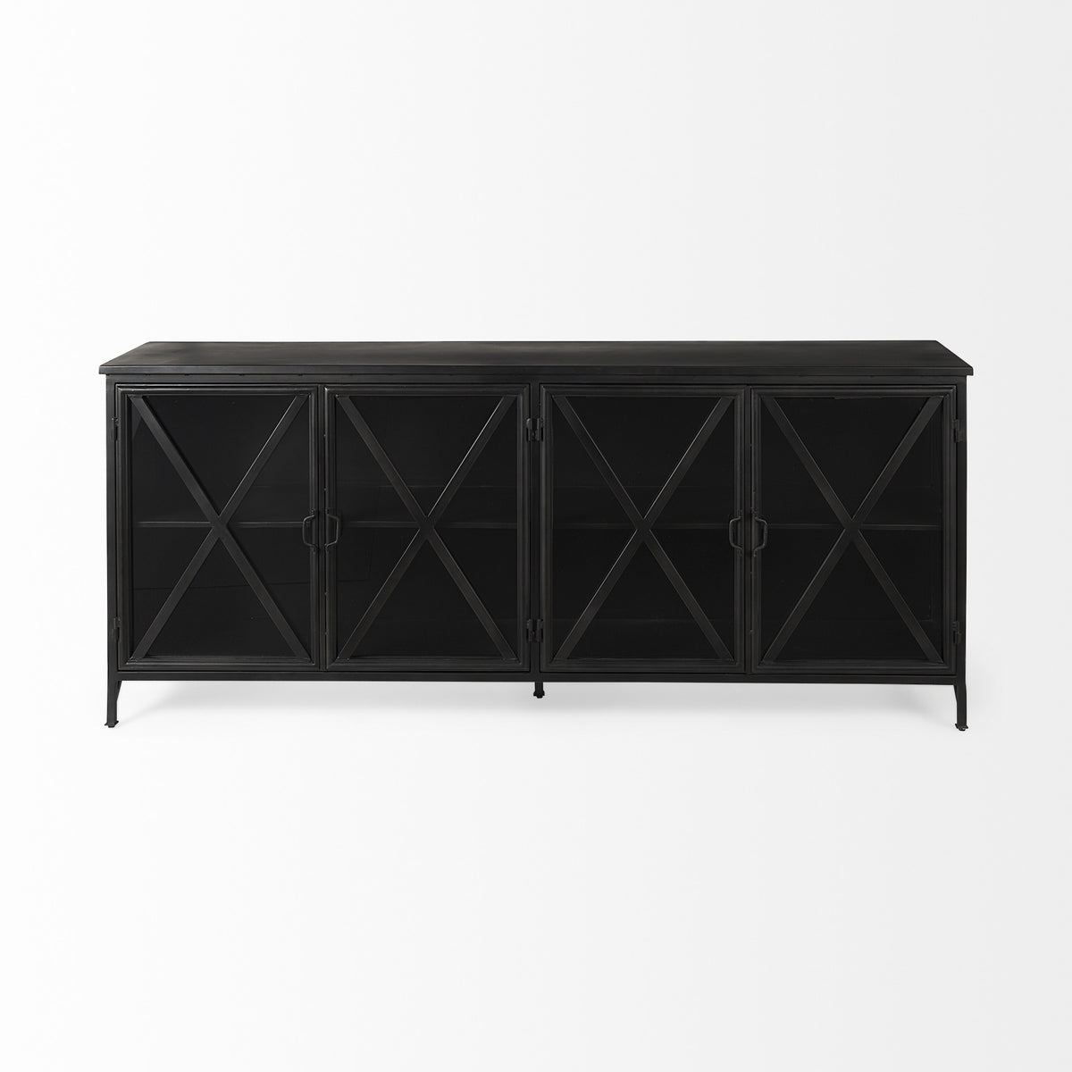 79" Black Cross Iron Sideboard