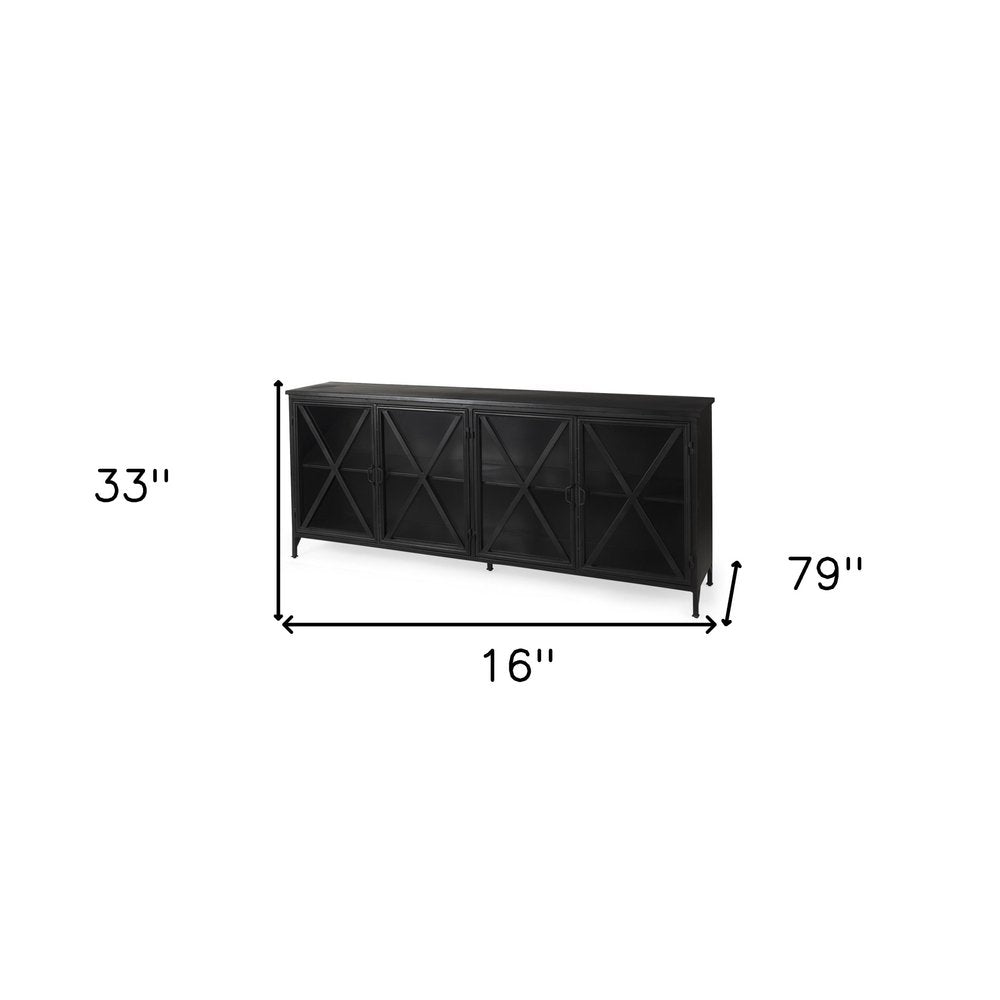 79" Black Cross Iron Sideboard