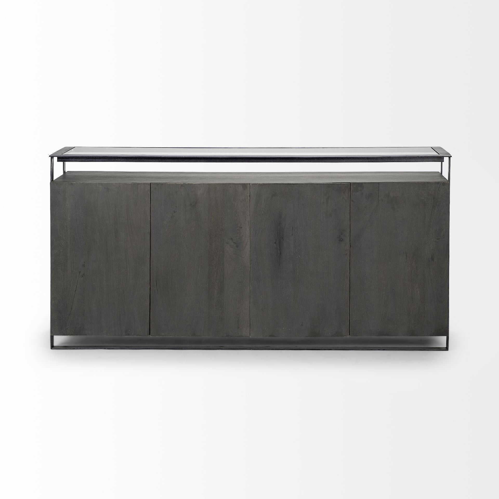 72" Black And Gray Contemporary Wood Sideboard