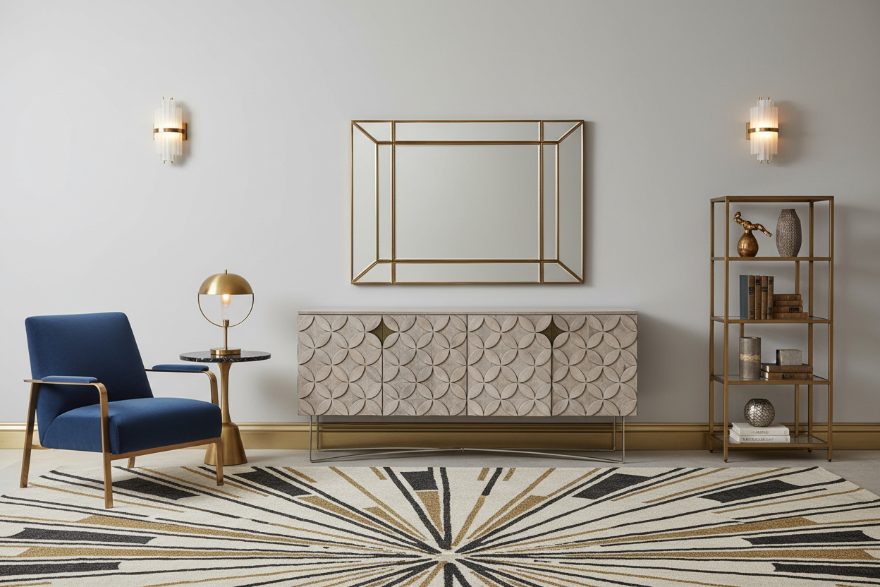 72" Light Brown Wood Deco Sideboard