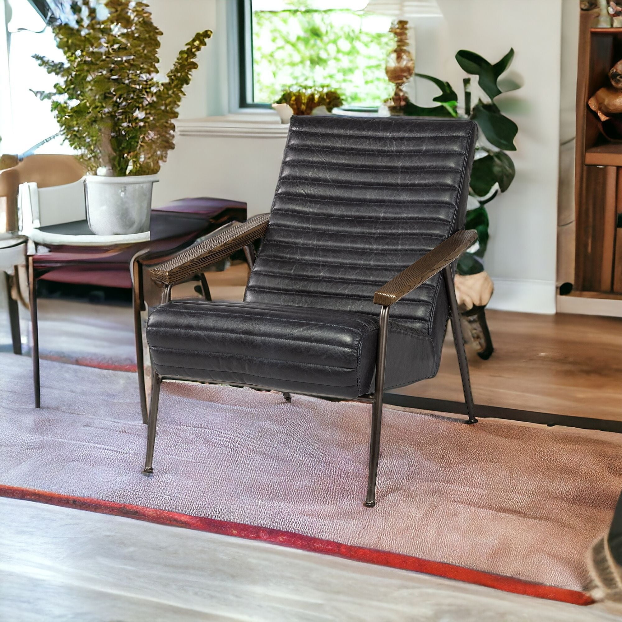 37" Horizontal Tufted Faux Leather Chair