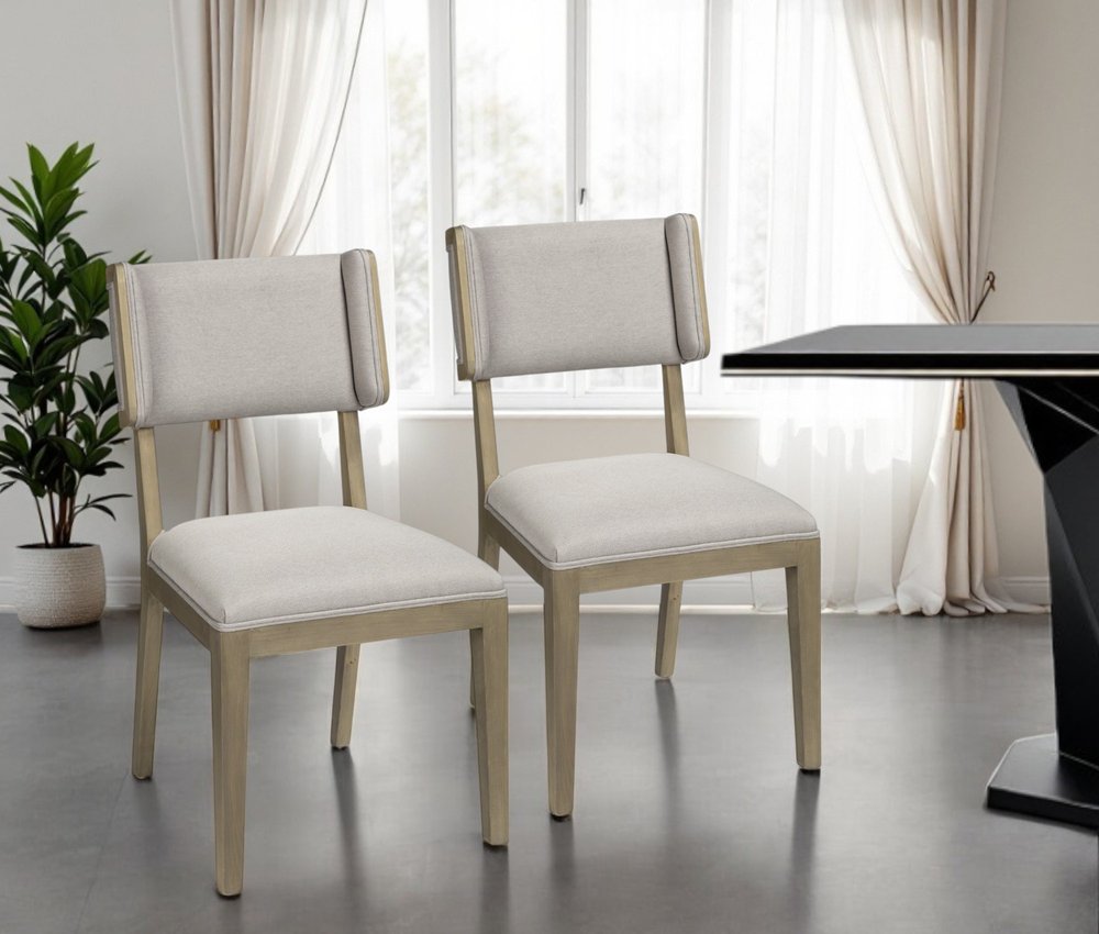 Set Of Two 19" Light Gray Open Back Coastal Dining Chair