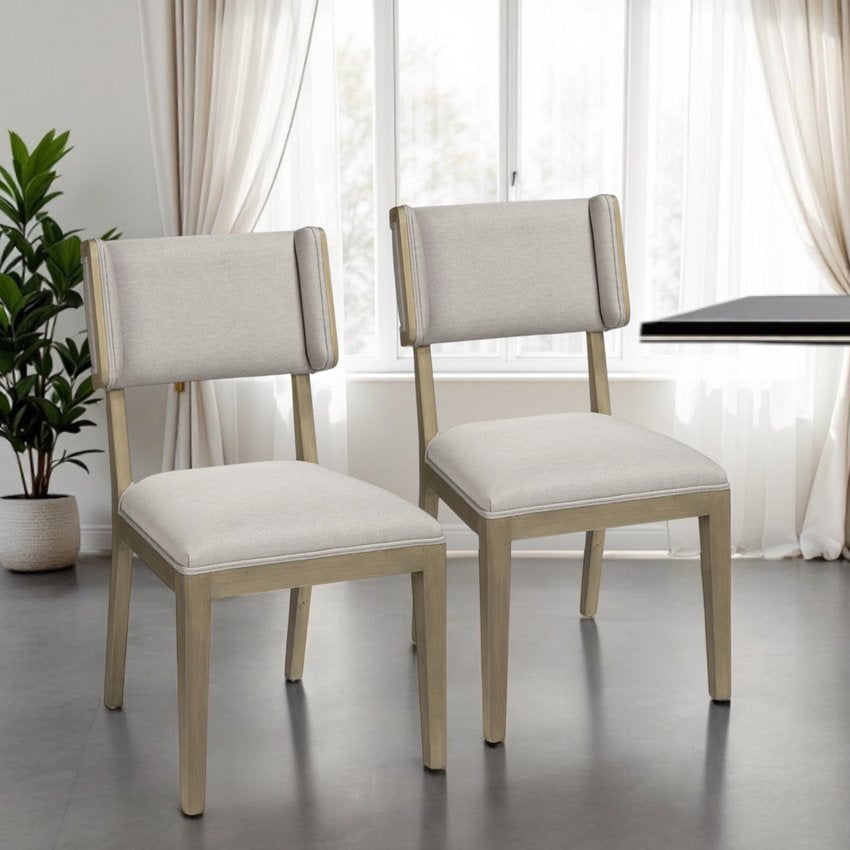 Set Of Two 19" Light Gray Open Back Coastal Dining Chair