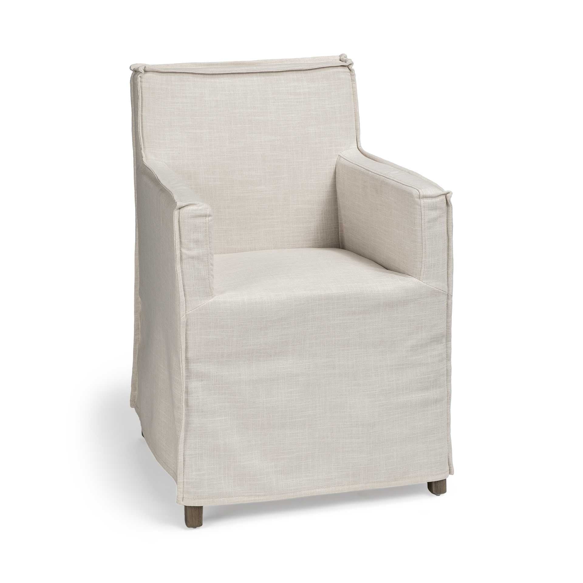 24" Cream Slipcovered Dining Armchair