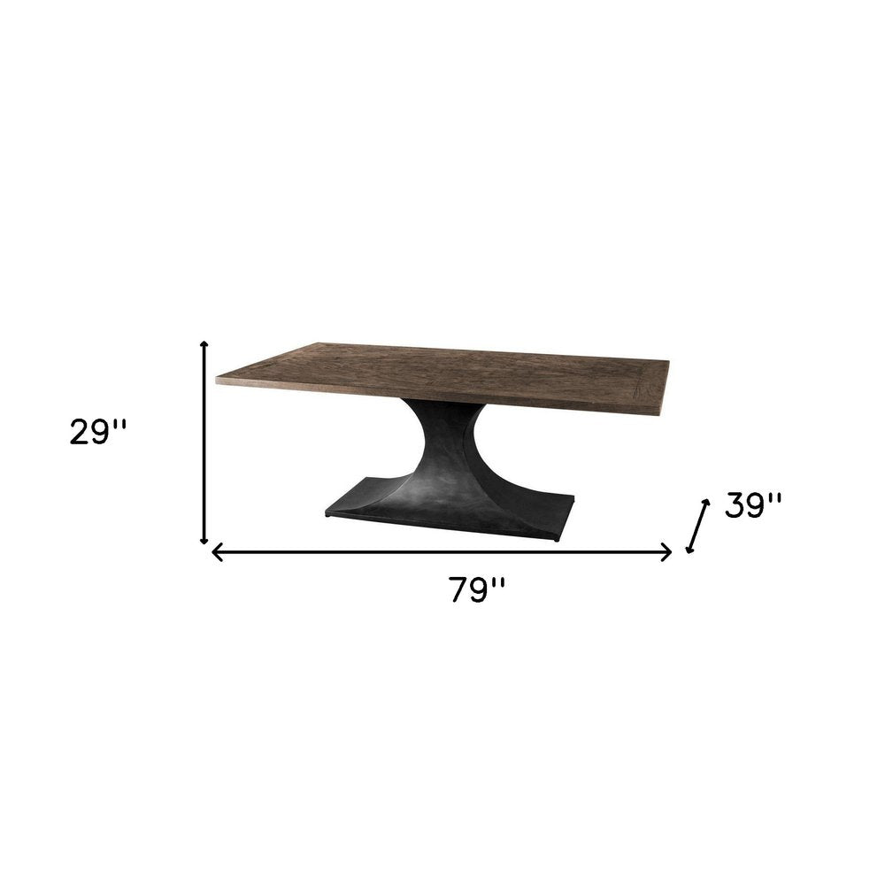 79" Brown and Black Anvil Dining Table