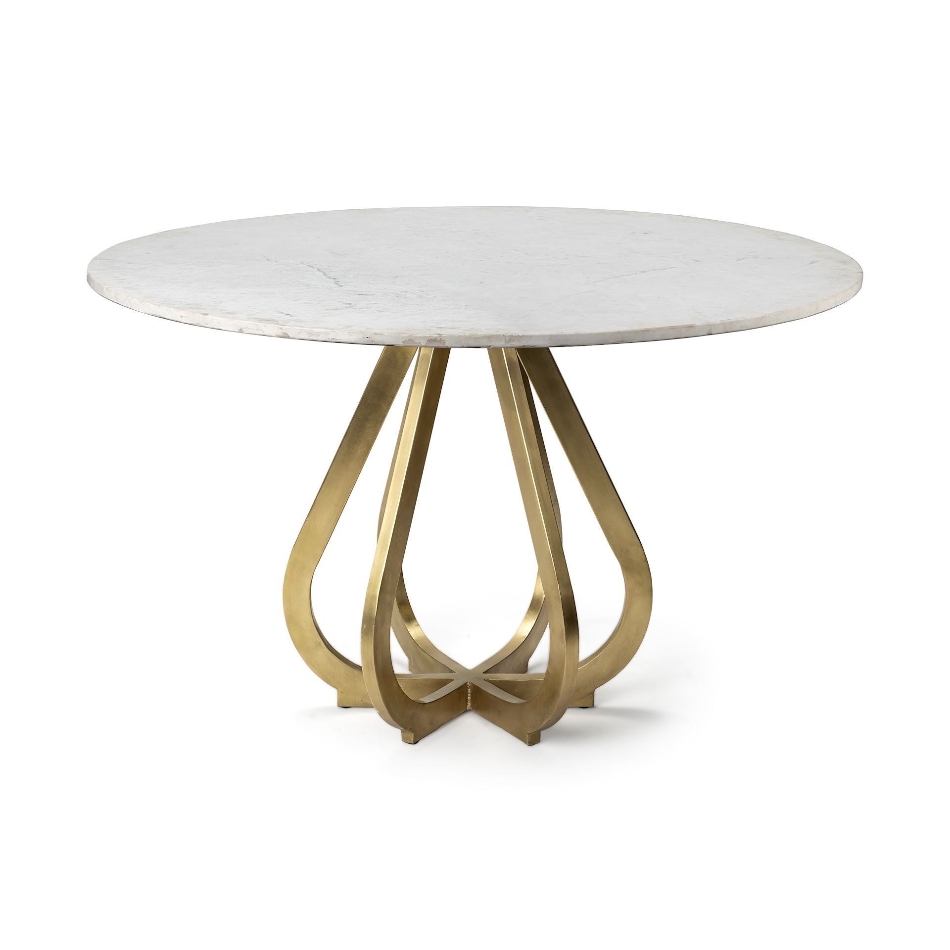 48" Gold and White Marble Tulip Dining Table