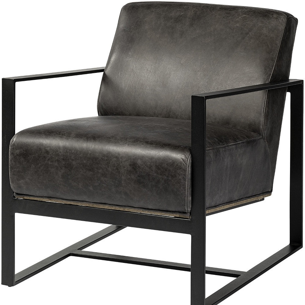 31" Black Leather Wrapped Accent Chair