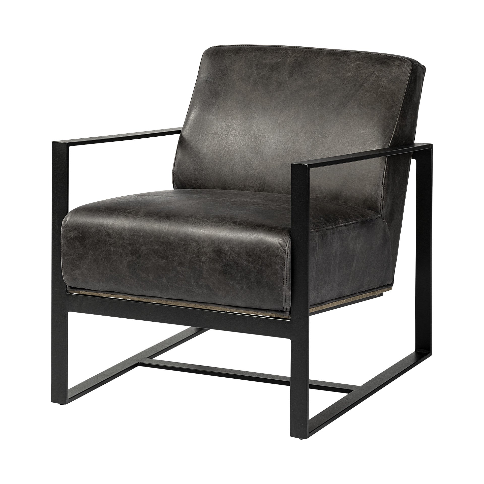 31" Black Leather Wrapped Accent Chair