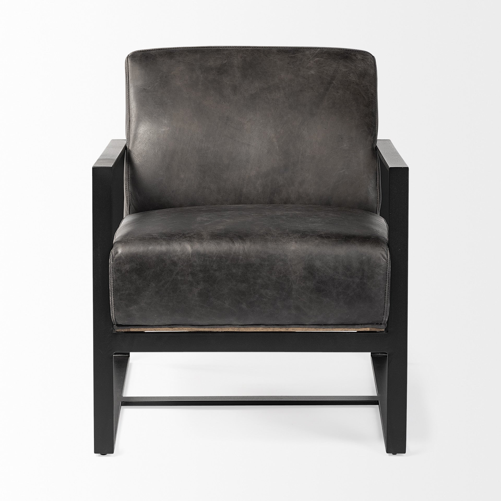 31" Black Leather Wrapped Accent Chair