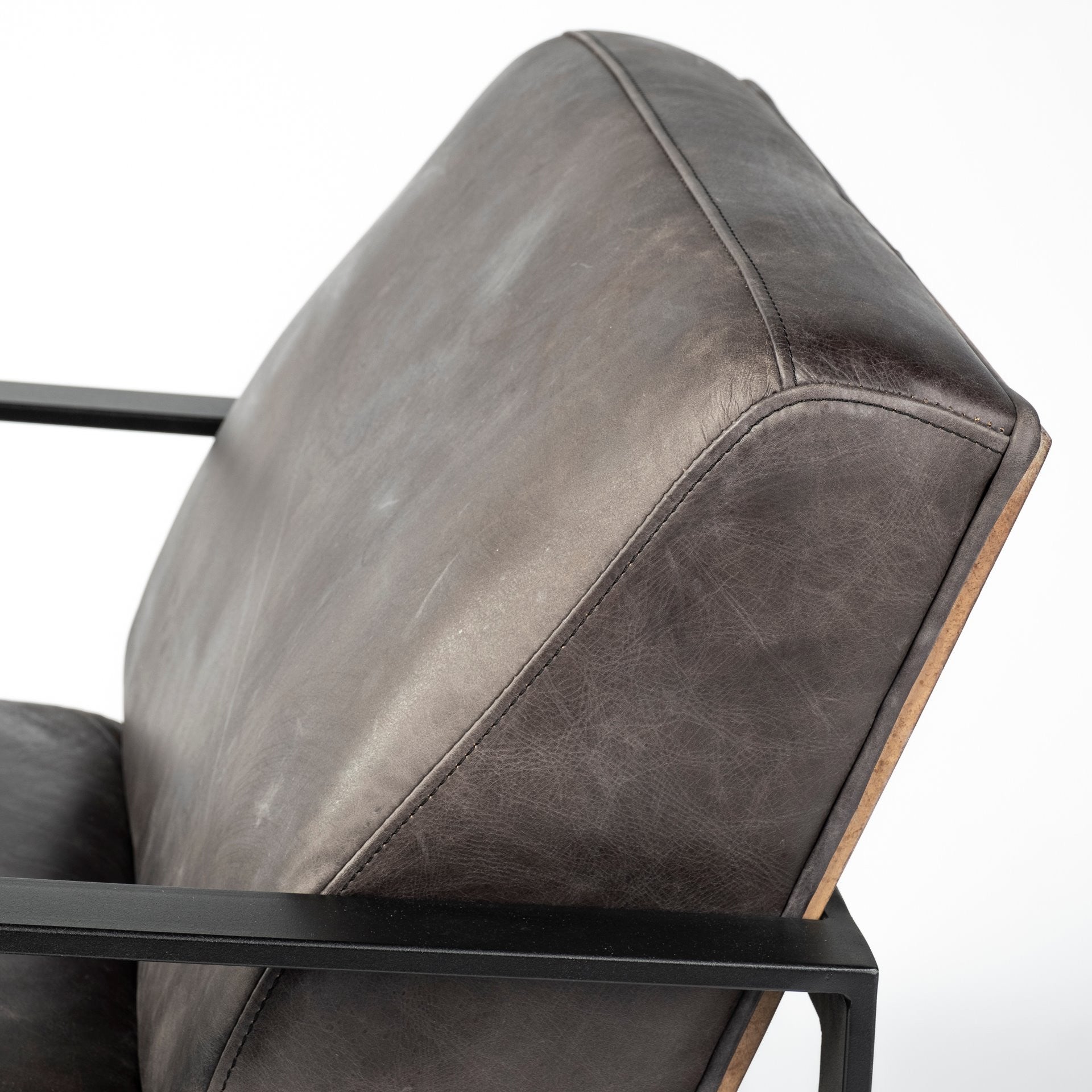 31" Black Leather Wrapped Accent Chair