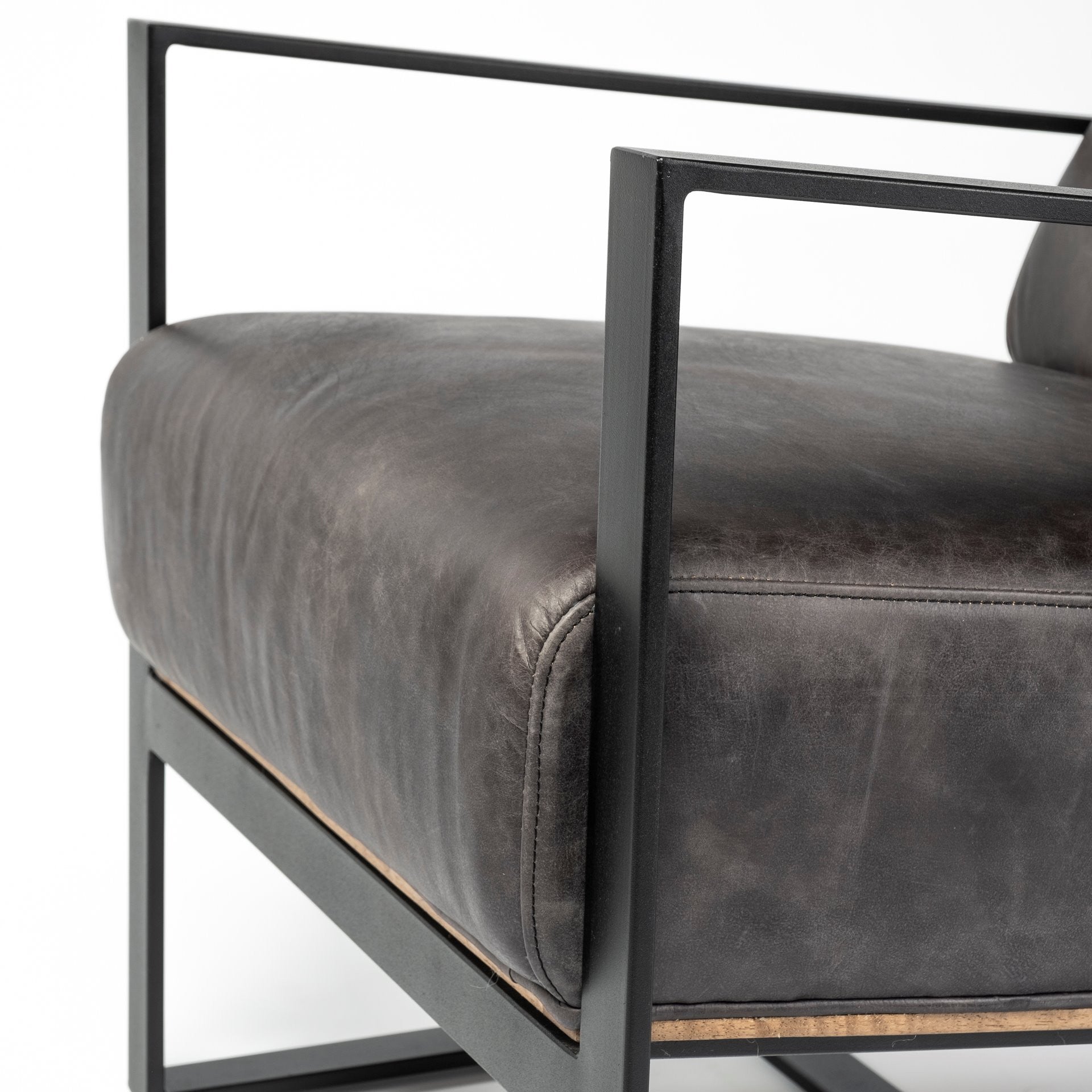 31" Black Leather Wrapped Accent Chair