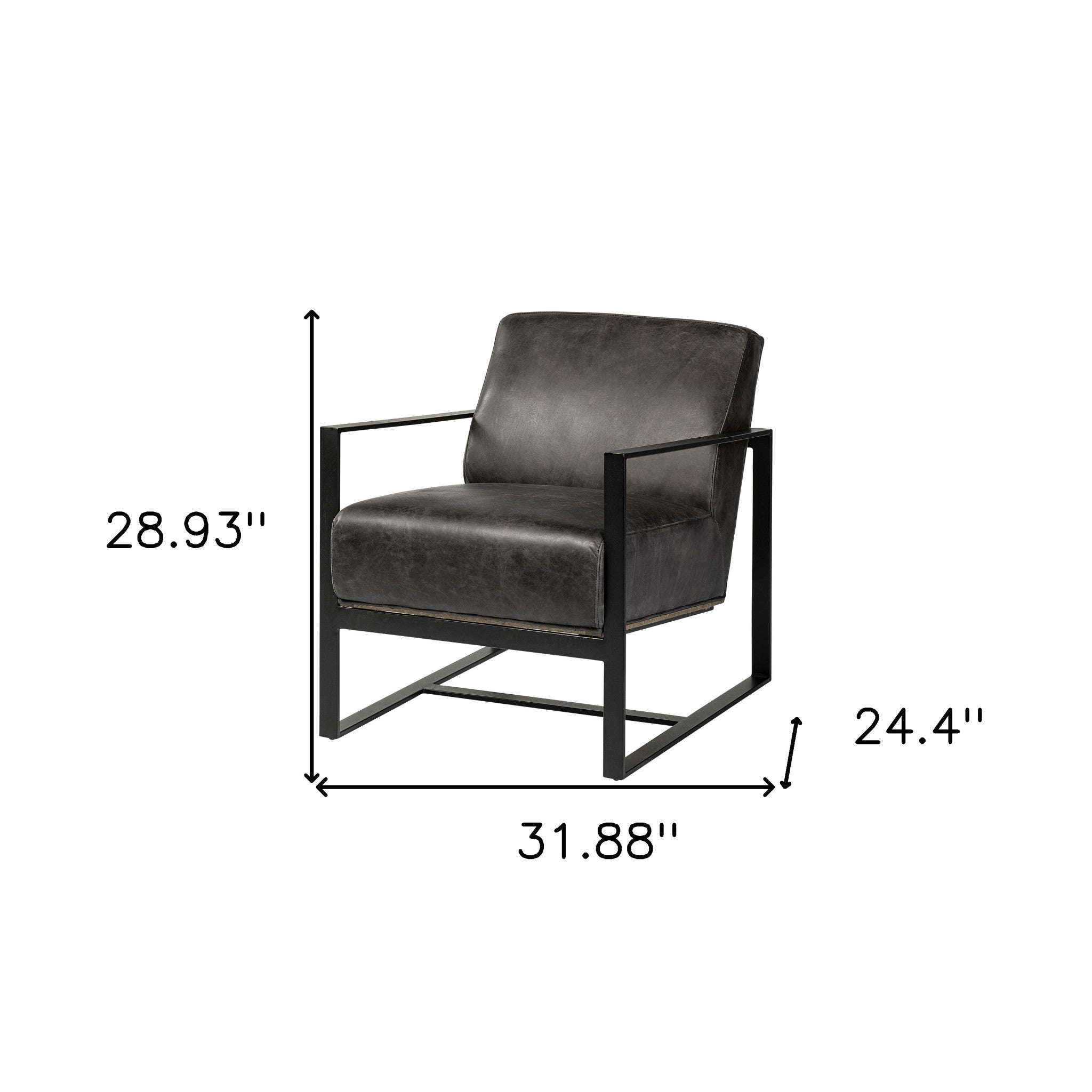 31" Black Leather Wrapped Accent Chair