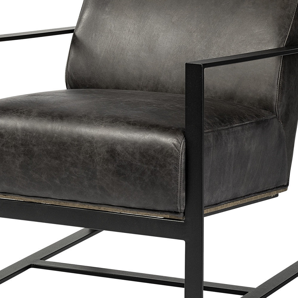 31" Black Leather Wrapped Accent Chair