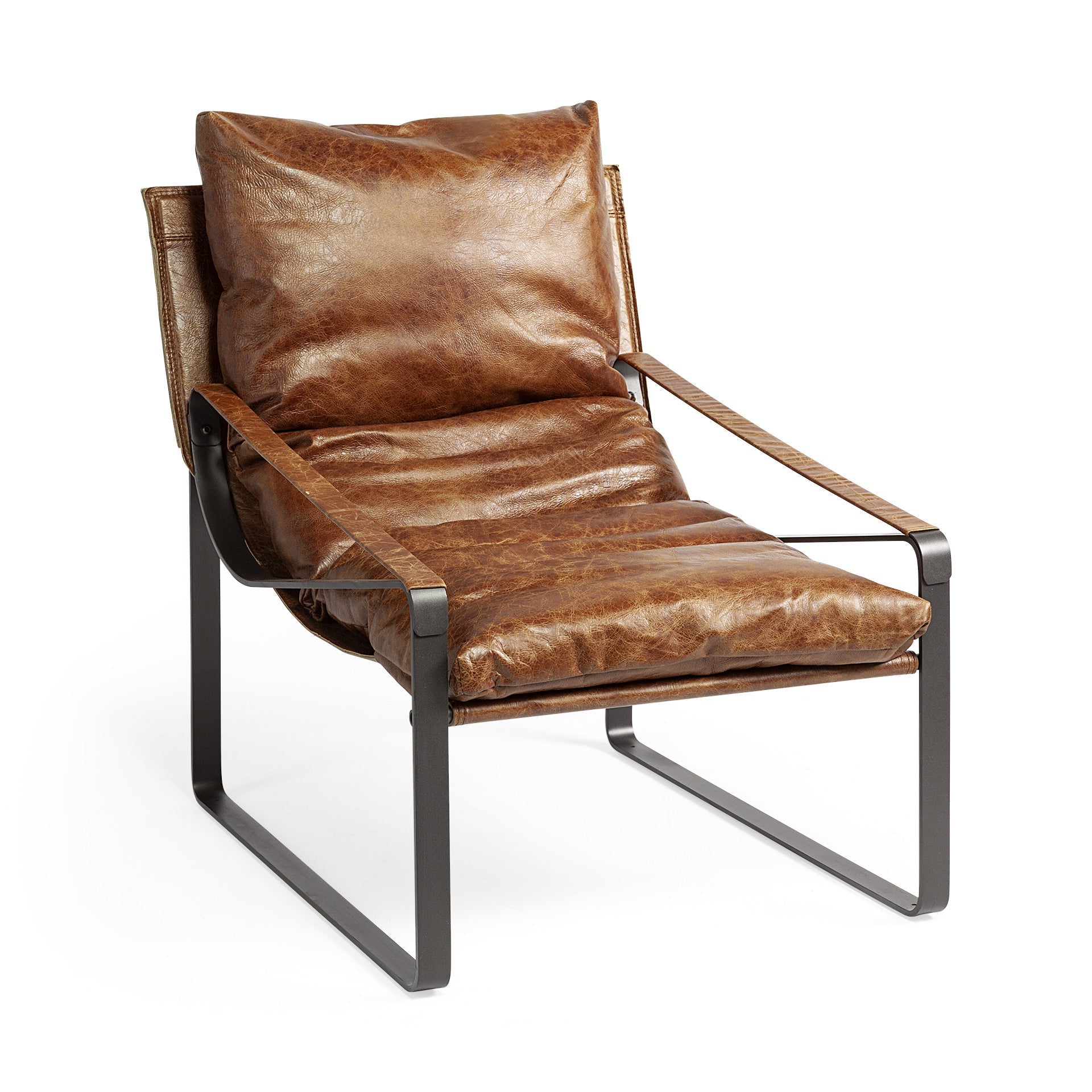35" Distressed Leather Lounge Chair