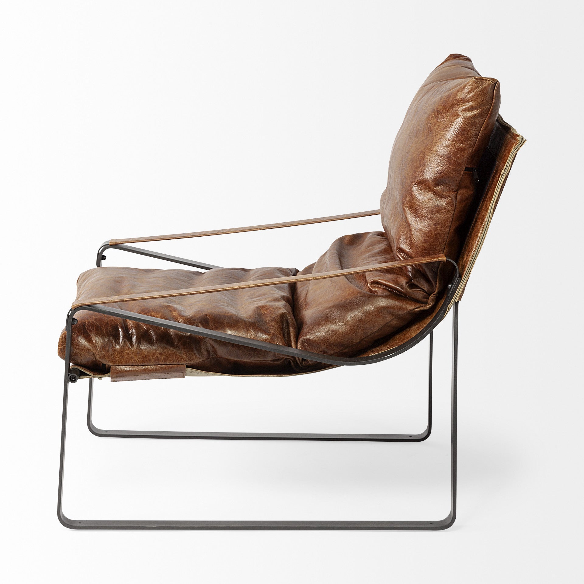 35" Distressed Leather Lounge Chair