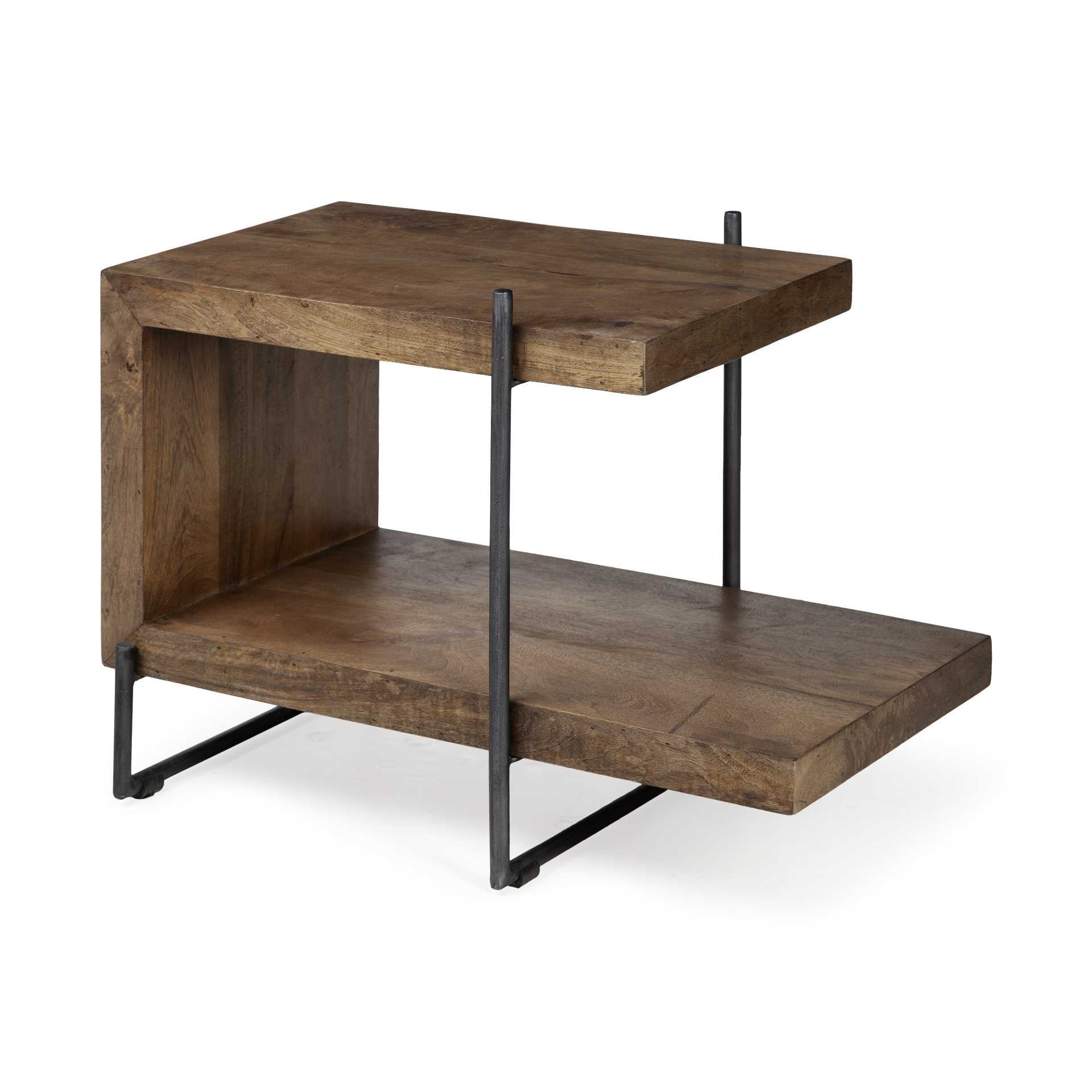 30" Brown Open Multi-Shelf End table