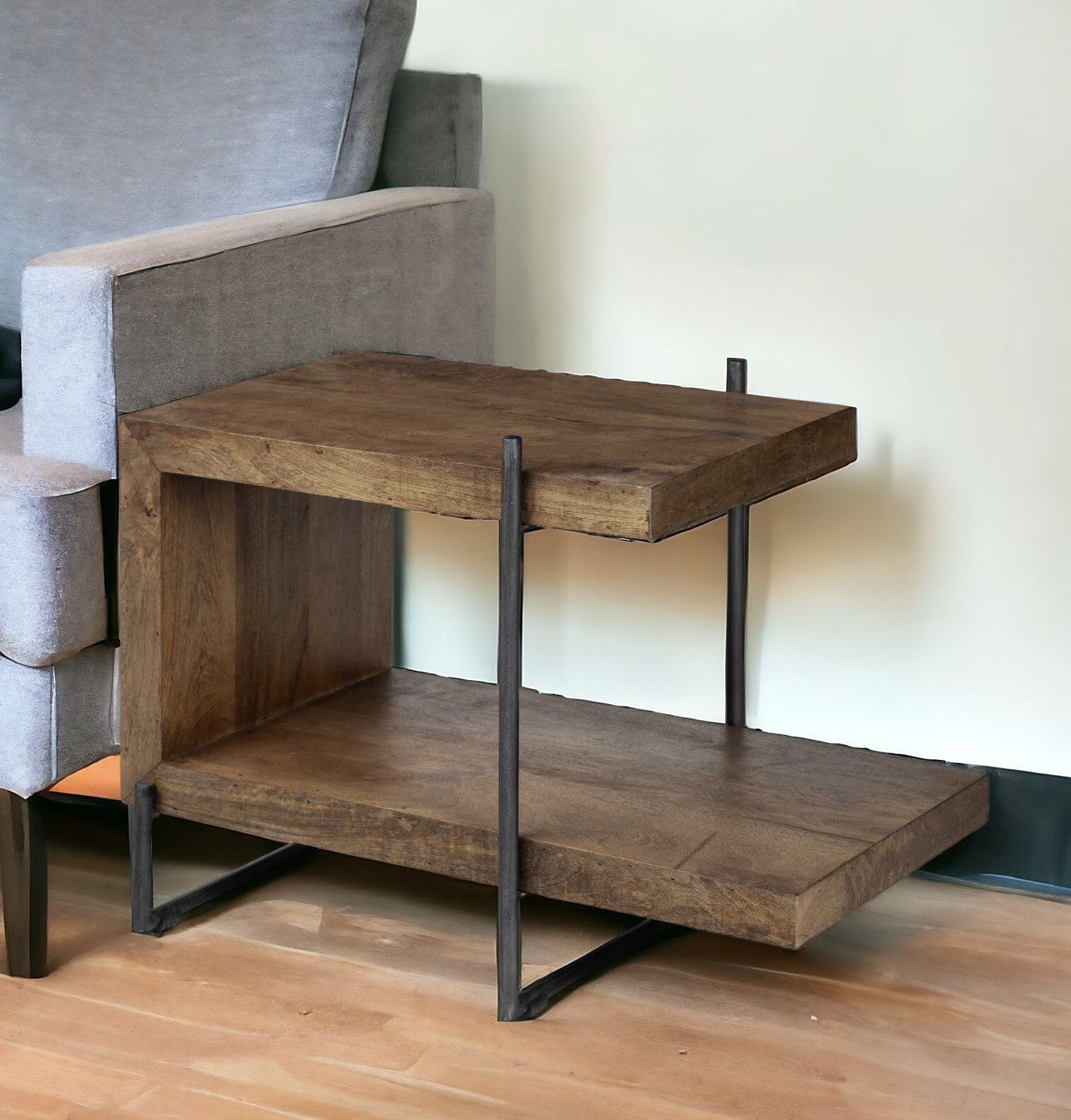 30" Brown Open Multi-Shelf End table