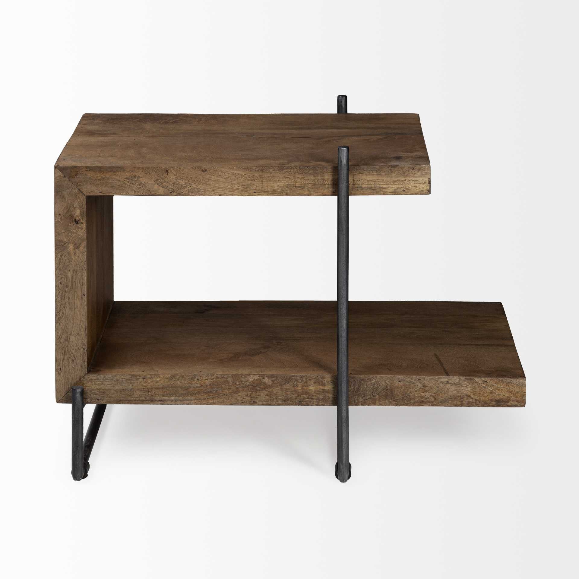 30" Brown Open Multi-Shelf End table