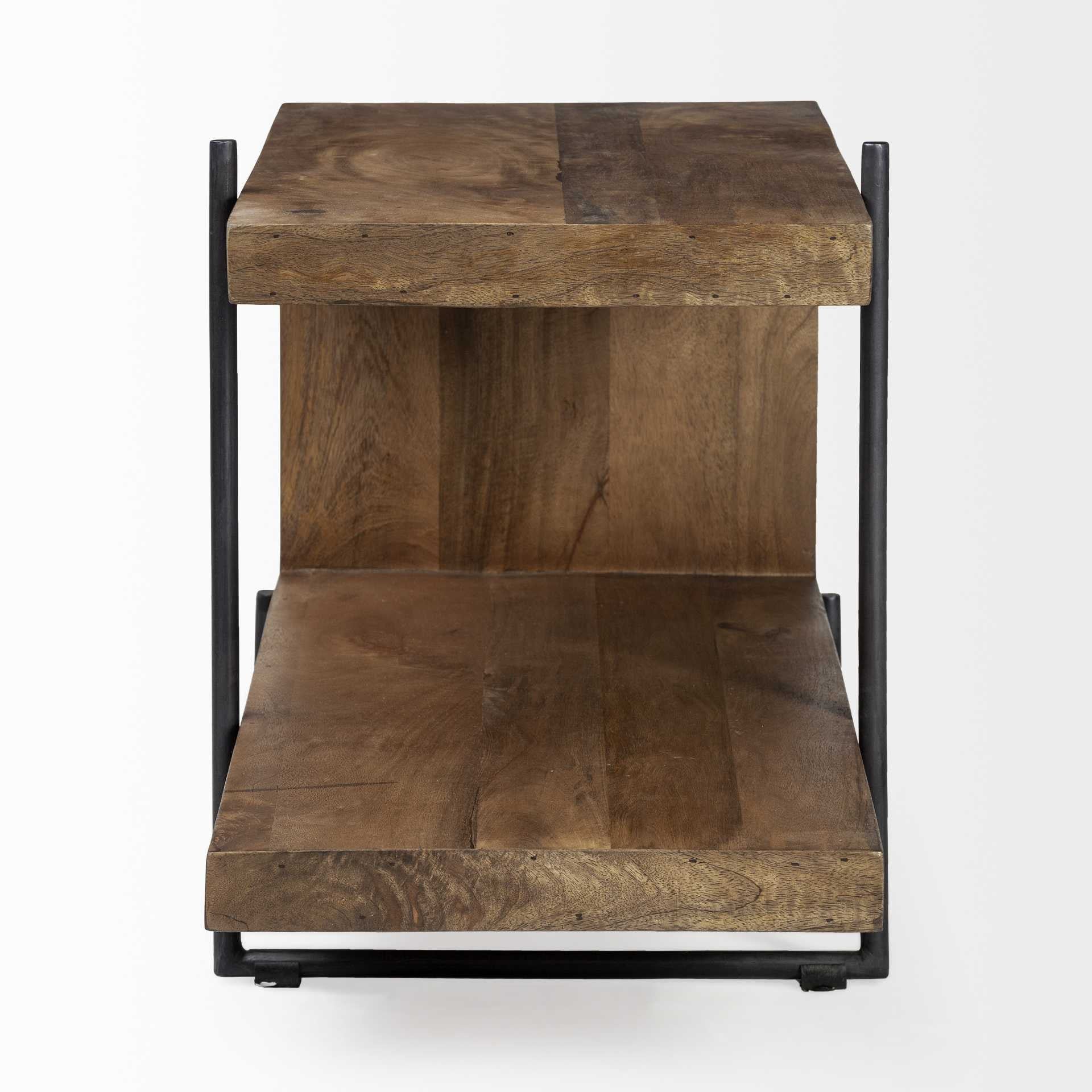 30" Brown Open Multi-Shelf End table